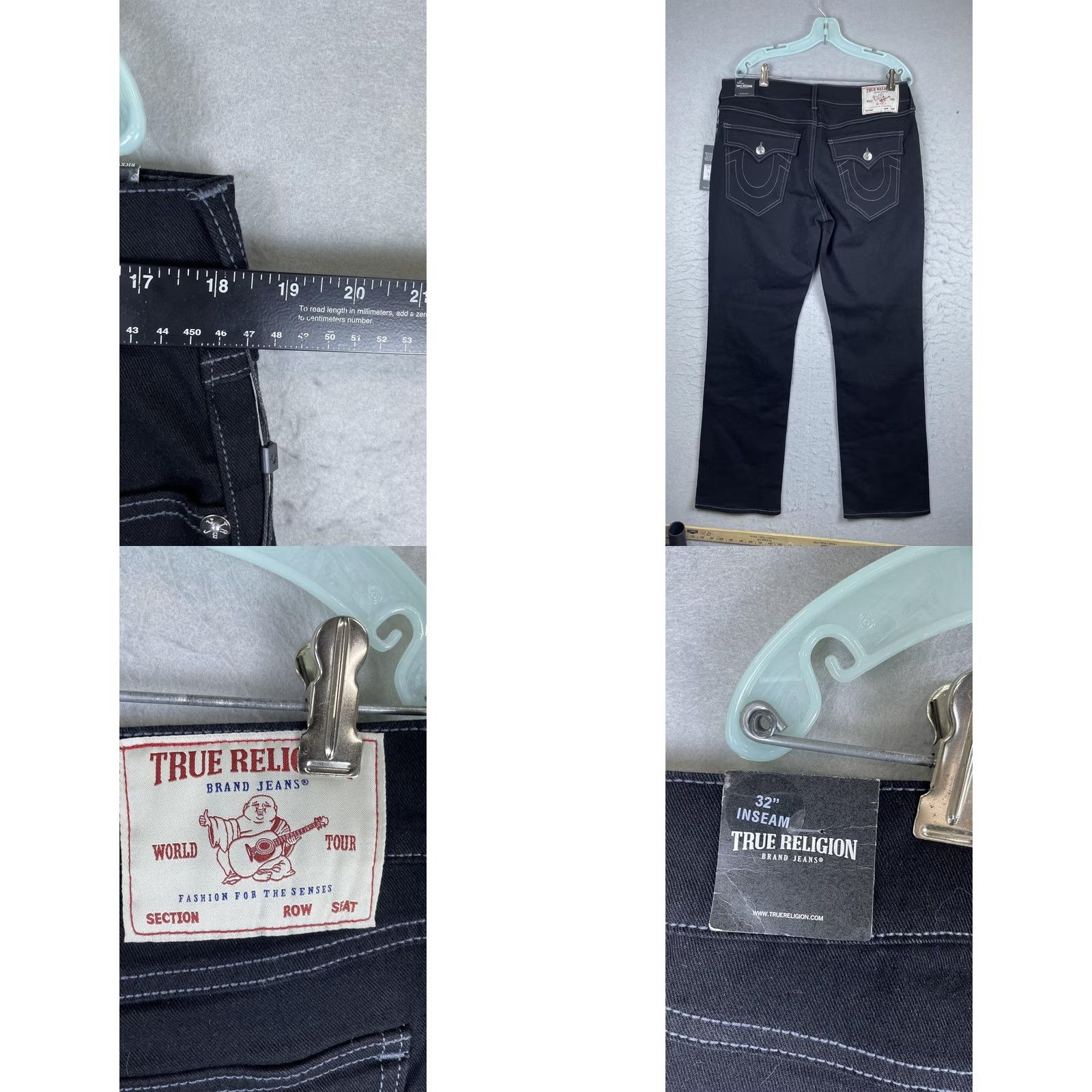 True Religion True Religion Ricky Black Jeans Mens 34x32 Relaxed Straight Denim Pants Ricky Relaxed Straight | Denim | 34 | Black | Mens Jeans Size US 34 / EU 50 - 8 Thumbnail