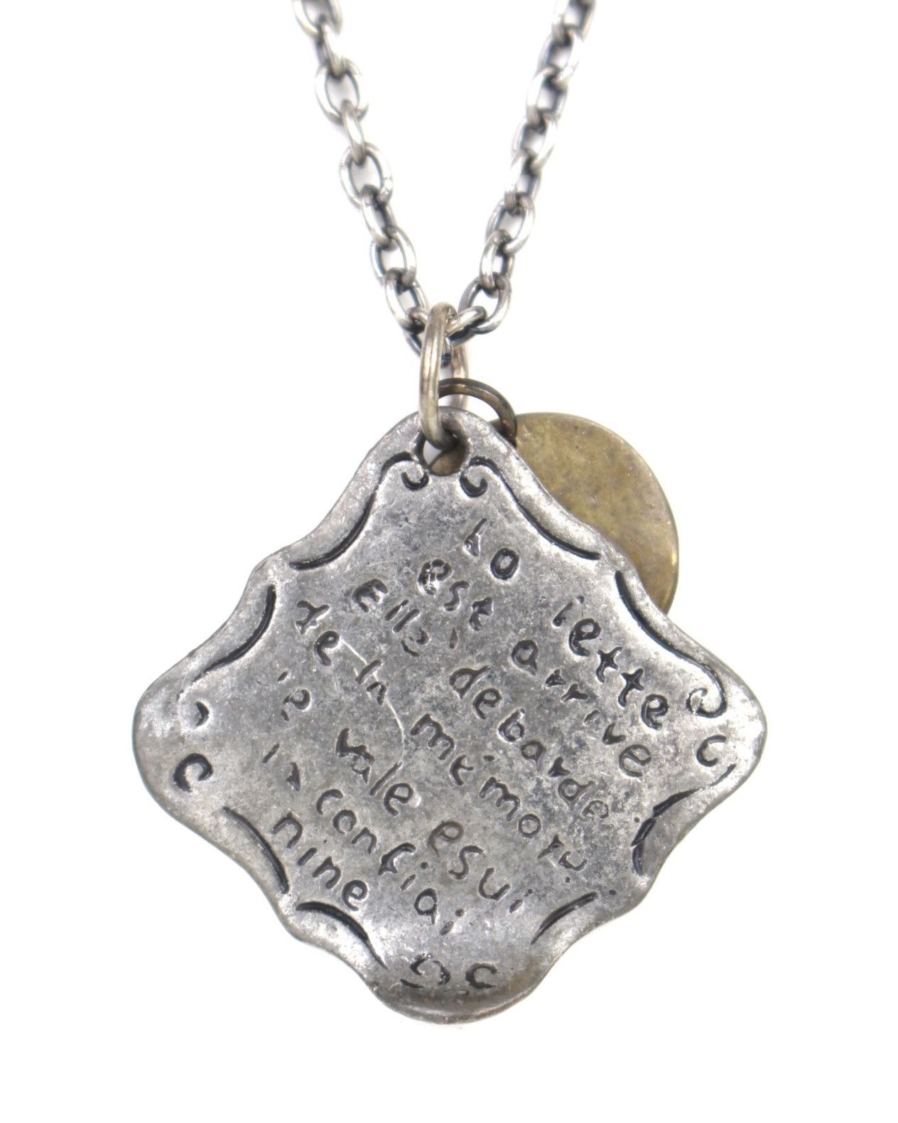 Vintage 2000S JAPANESE MADE HAND-ETCHED FRENCH MESSAGE NECKLACE Size ONE SIZE - 1 Thumbnail