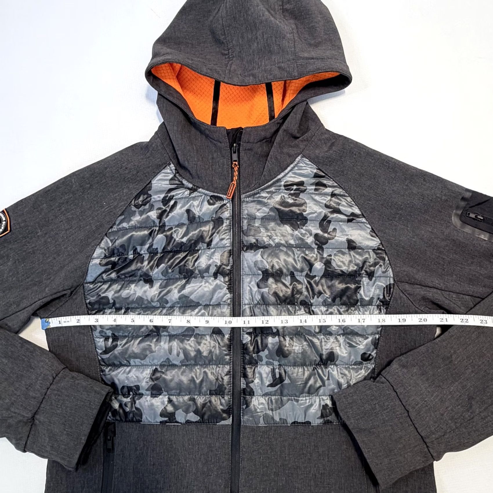 Superdry Superdry Hybrid Jacket Mens L Gray Camouflage Hooded Softshell Full Zip Ski Jacket Regular Fit Size US L / EU 52-54 / 3 - 6 Thumbnail