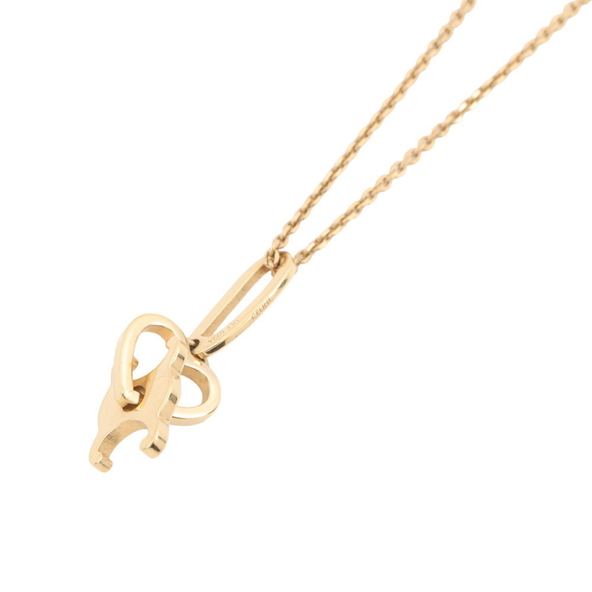 Celine CELINE Necklace Triomphe Rhinestone Macadam Blason Pendant 