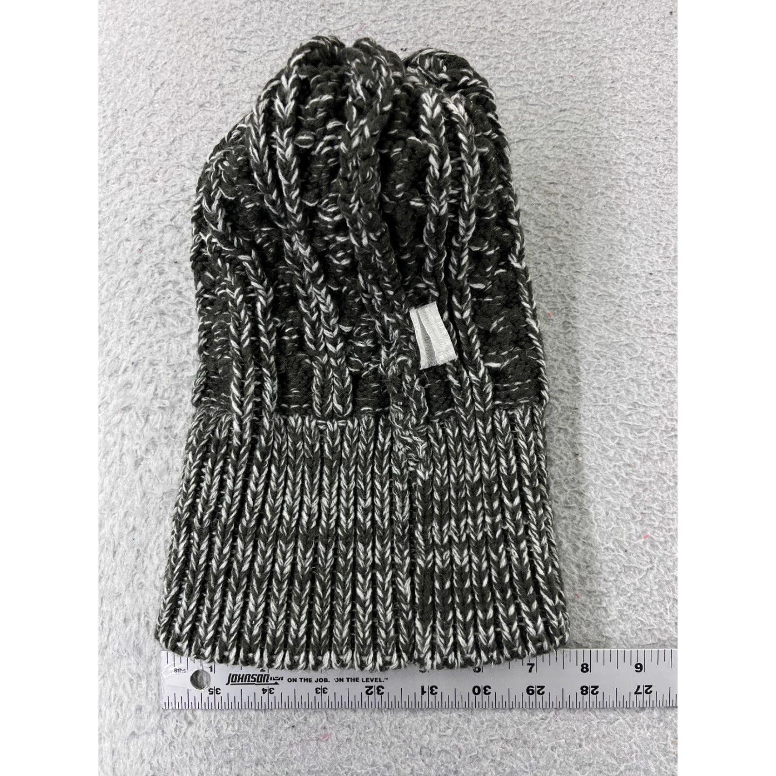 Vintage Gertex Beanie Adult One Size Gray Cable Knit Snowflake 100% Acrylic Pom Hat Mens Size ONE SIZE - 6 Thumbnail
