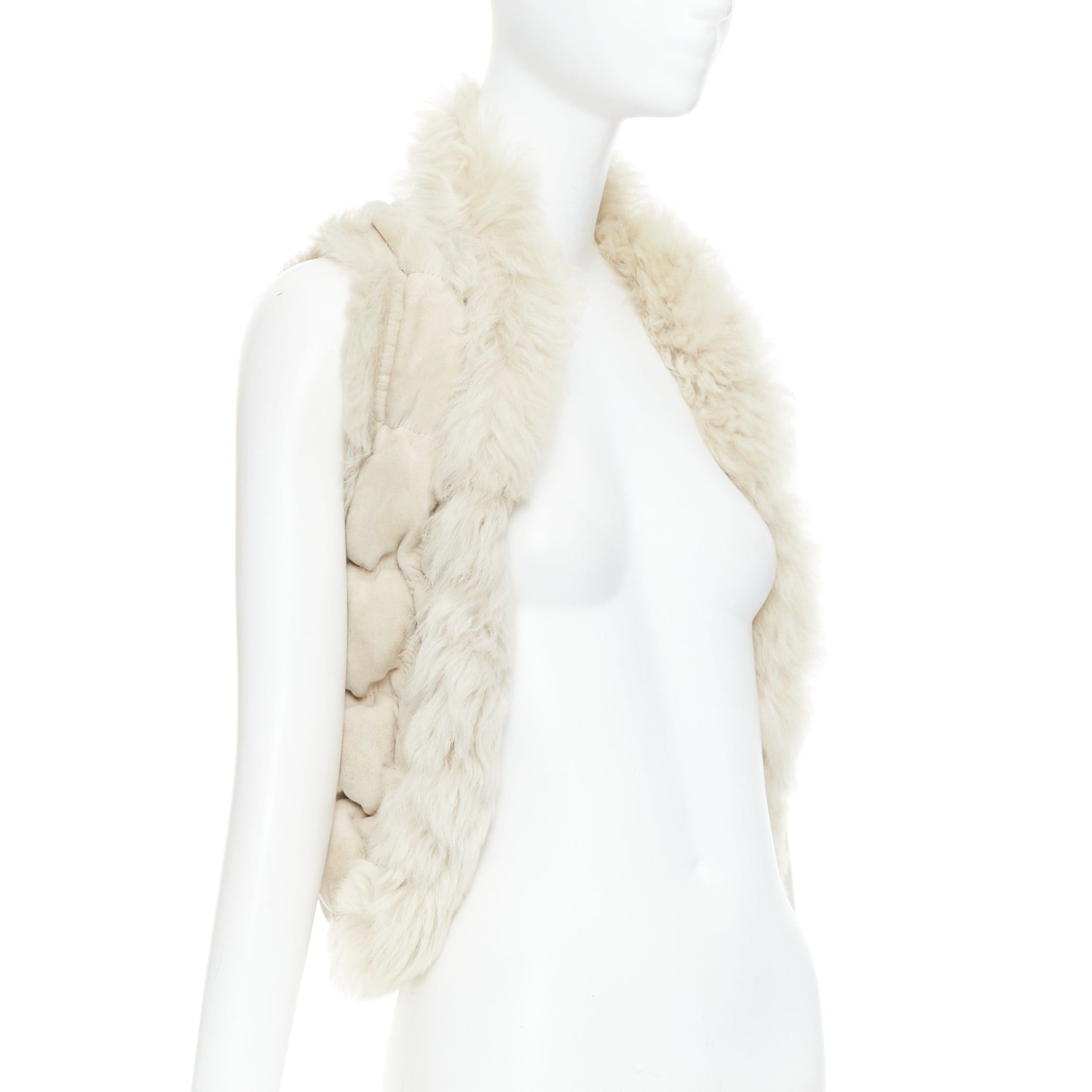 Joseph JOSEPH beige lambskin leather fur elastic stitching bolero vest FR36 S Size S / US 4 / IT 40 - 1 Thumbnail