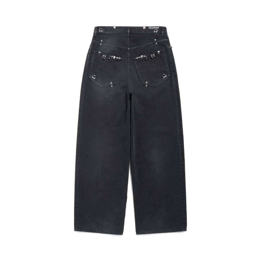 Balenciaga o1mt1gz0125 Unisex Pierced Baggy Pant in Black Size US 30 / EU 46 - 6 Thumbnail