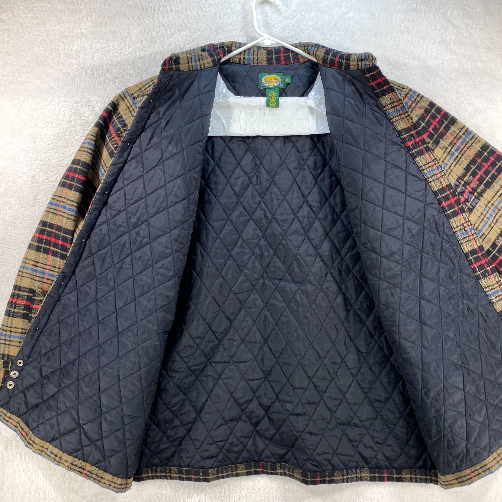 Vintage VINTAGE? (No) Cabela's Mens XL Flannel Brown Plaid Insulated Heavy Shirt Jacket Quilted Lining Size US XL / EU 56 / 4 - 6 Thumbnail