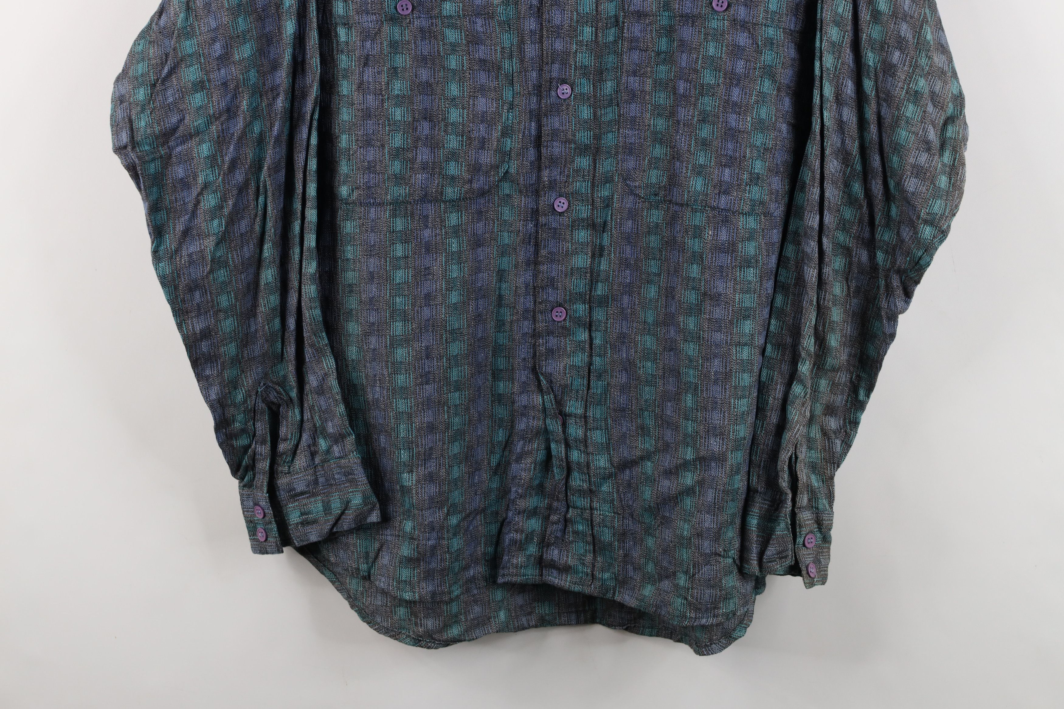 Vintage Vintage 90s Streetwear Madras Cotton Knit Button Shirt Size US M / EU 48-50 / 2 - 3 Thumbnail