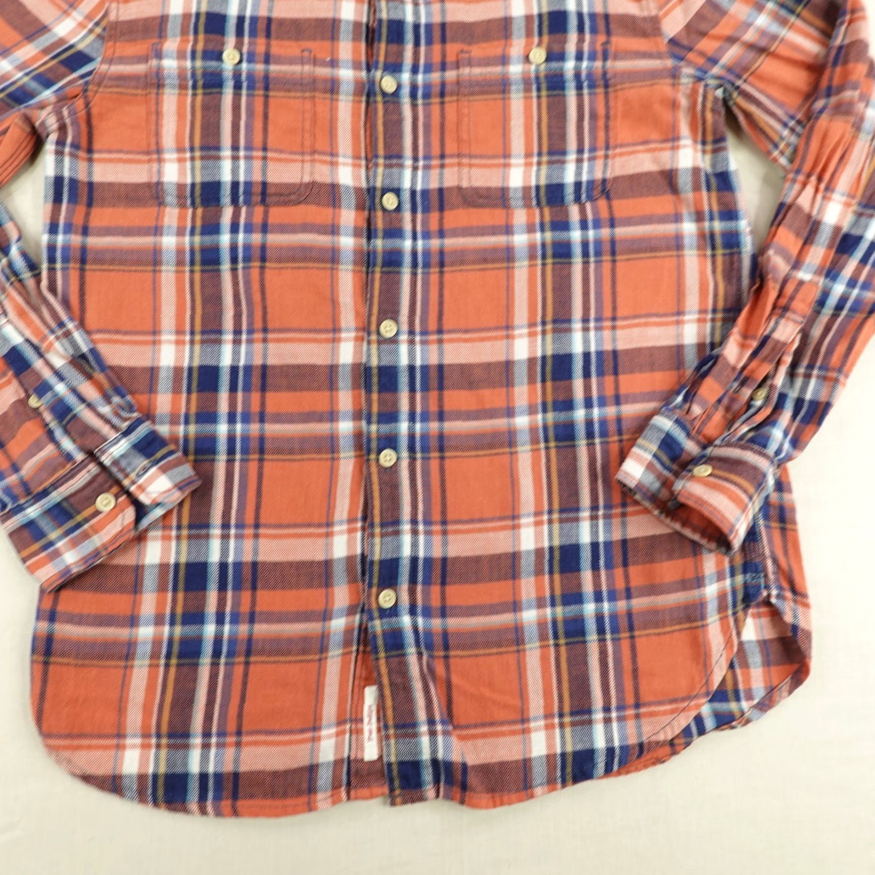 Lucky Brand VINTAGE Lucky Brand Men's Shirt Casual Long Sleeve Flannel Button Up California Fit Orange Plaid 90s Men's Wear Size US M / EU 48-50 / 2 - 4 Thumbnail