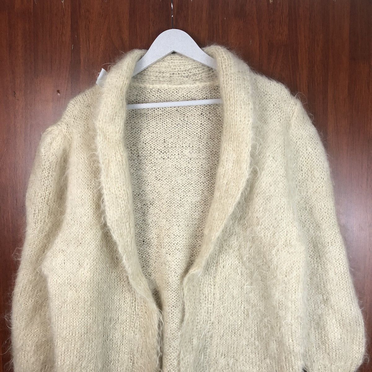 Homespun Knitwear Japan vintage mohair knitwear White cream Cardigan #7494 Size US XL / EU 56 / 4 - 2 Thumbnail