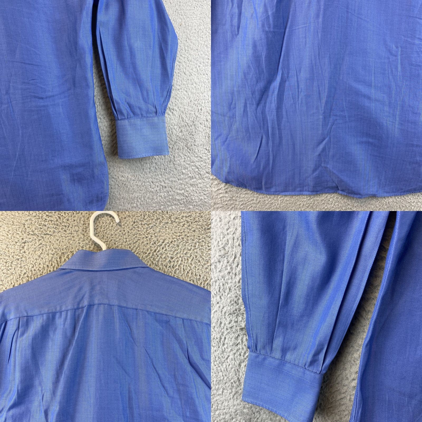 Nordstrom Nordstrom Rack Dress Shirt Mens Size 15.5 / 33 Blue Non-Iron Slim 100% Cotton Button Collar Square Years 39-50 Regular Size 40R - 9 Thumbnail