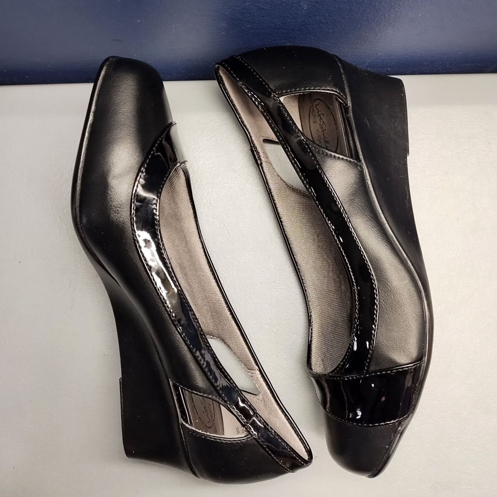 Vintage Lifestride Grandeur Wedge Pump Heels Womens US Size 7M Black Synthetic Slip On - Premium Quality & Durable Size US 7 / IT 37 - 3 Thumbnail