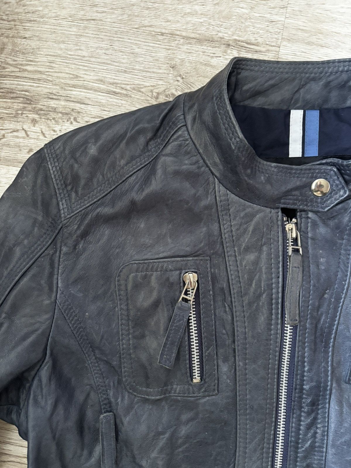 Other Renzo Costa Dark Blue Leather Jacket M – Peru Made Size M / US 6-8 / IT 42-44 - 7 Thumbnail