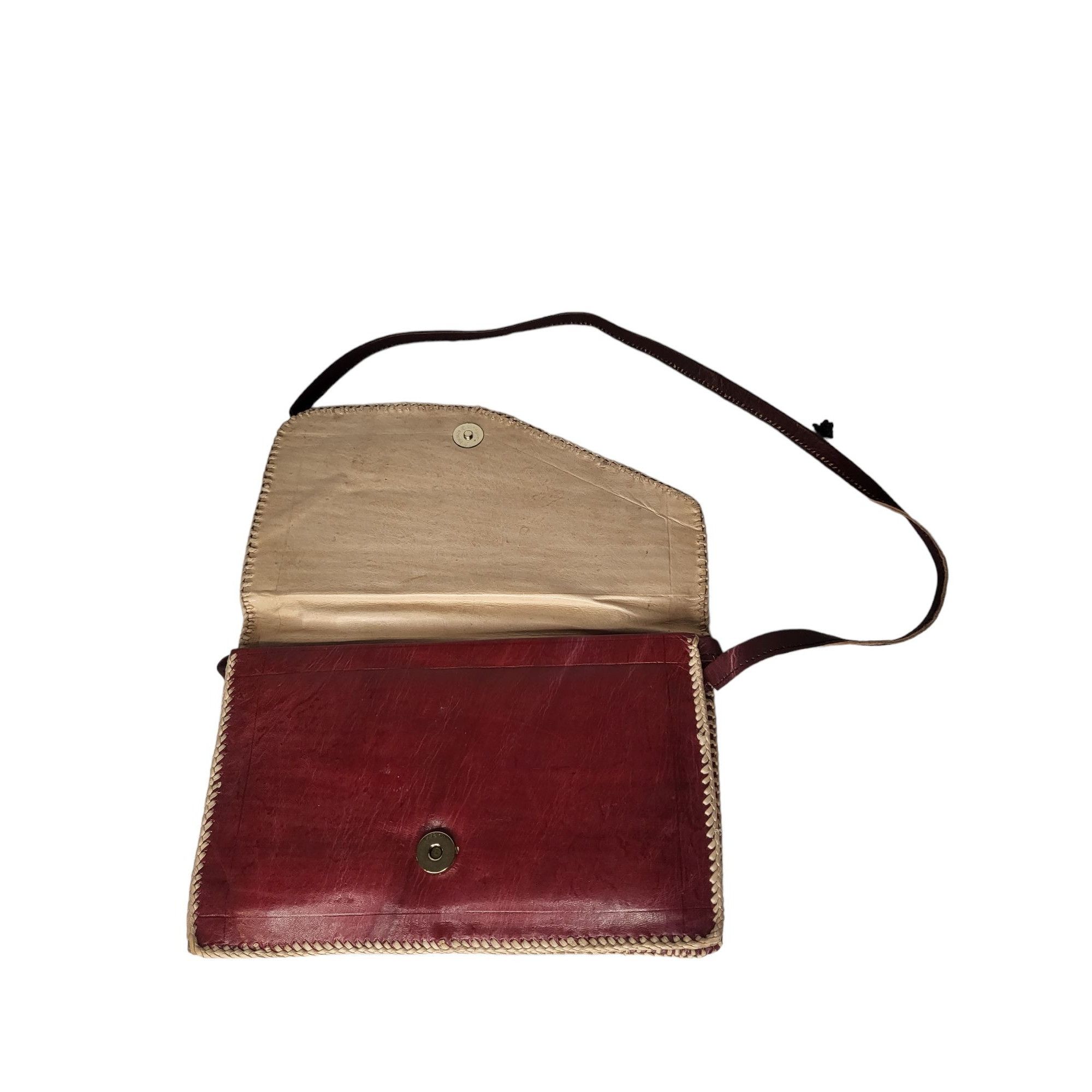 Leather Vintage Envelope Shape Leather Vegan Woven Purse Women Work Size ONE SIZE - 3 Thumbnail