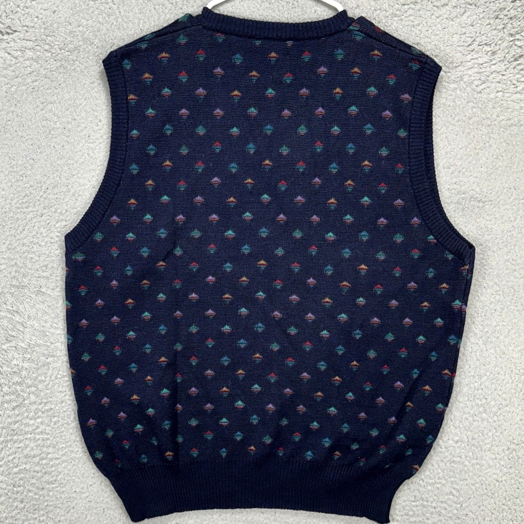 Vintage VINTAGE Harbor Club Mens Sweater Vest Large Navy Blue Multi Geometric V-Neck Size US L / EU 52-54 / 3 - 3 Thumbnail