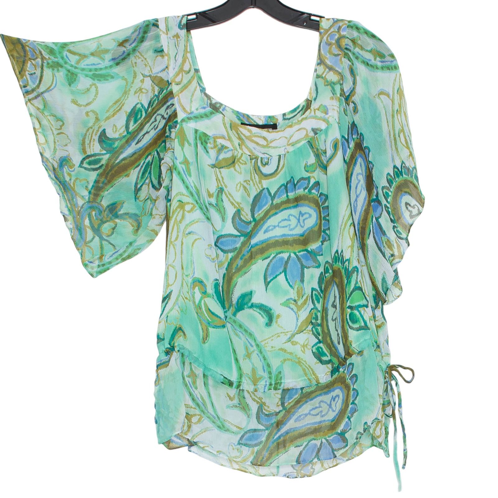 Other INC Silk Sheer Top Paisley Green 2 Boho Resort Beachy Flowy Size XS / US 0-2 / IT 36-38 - 2 Thumbnail