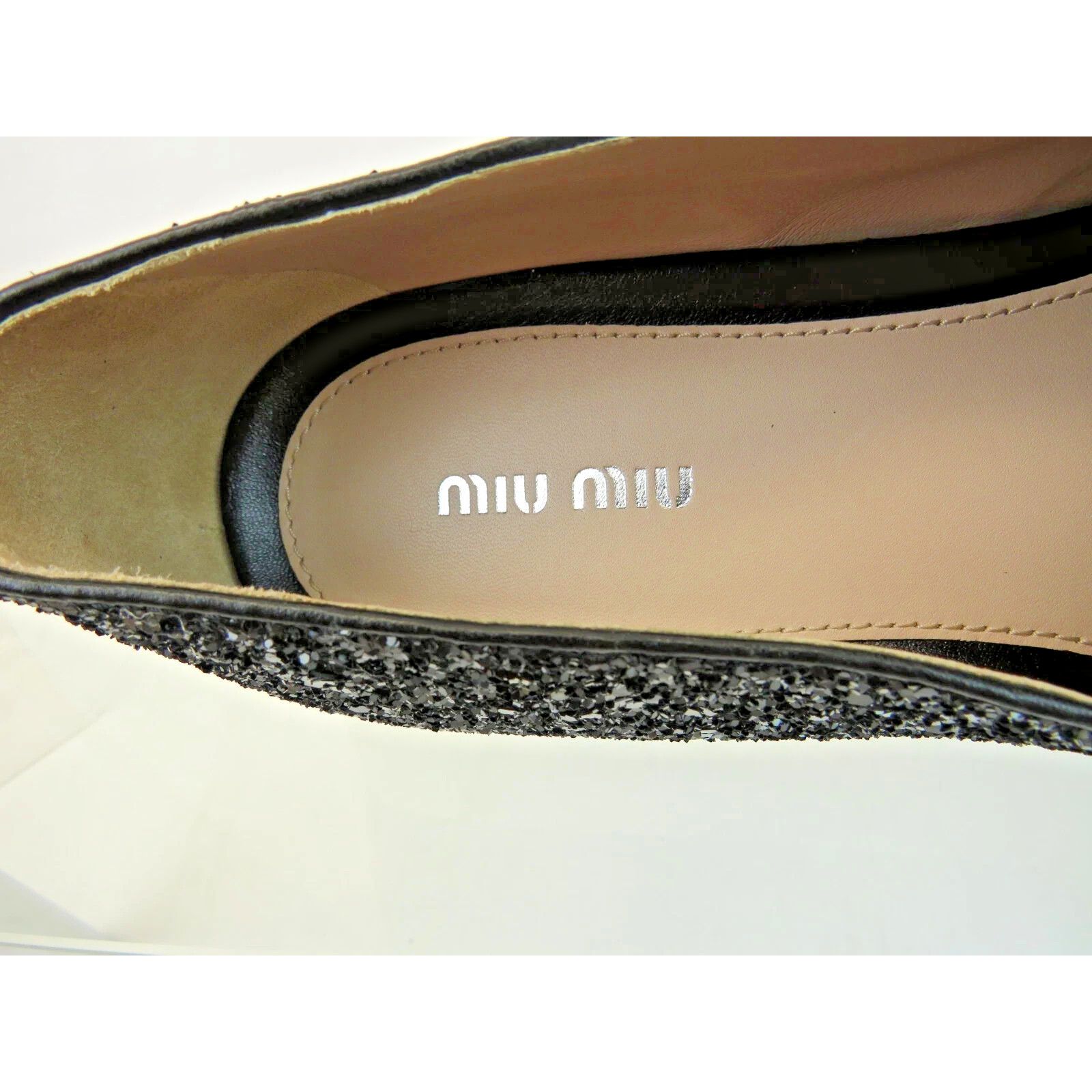 Miu Miu NIB MIU MIU PRADA 5S9 BLACK GLITTER LOGO LOAFERS SNEAKERS 41 Size US 11 / IT 41 - 8 Thumbnail