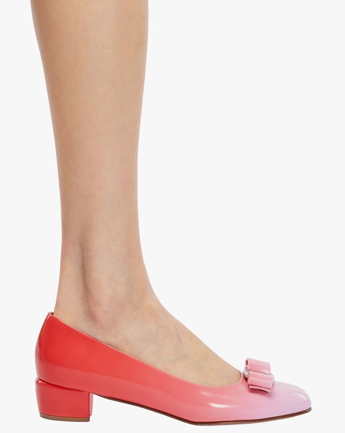 Salvatore Ferragamo o1s1rm0724 Vara Bow Pumps in Light Pink/Red Size US 9.5 / IT 39.5 - 5 Thumbnail