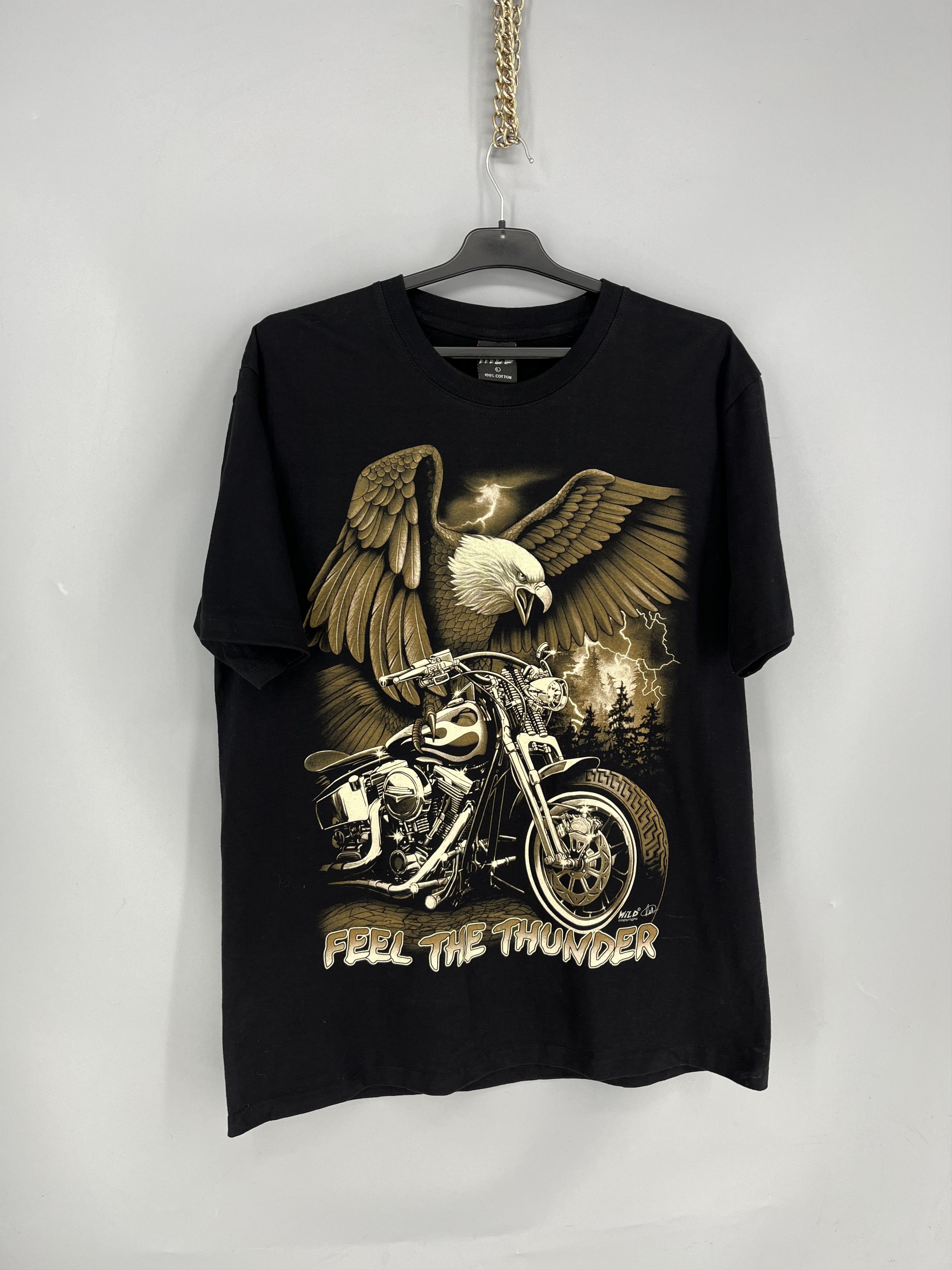 Vintage Vintage T Shirt motorcycle Feel the Thunder Size US L / EU 52-54 / 3 - 2 Thumbnail