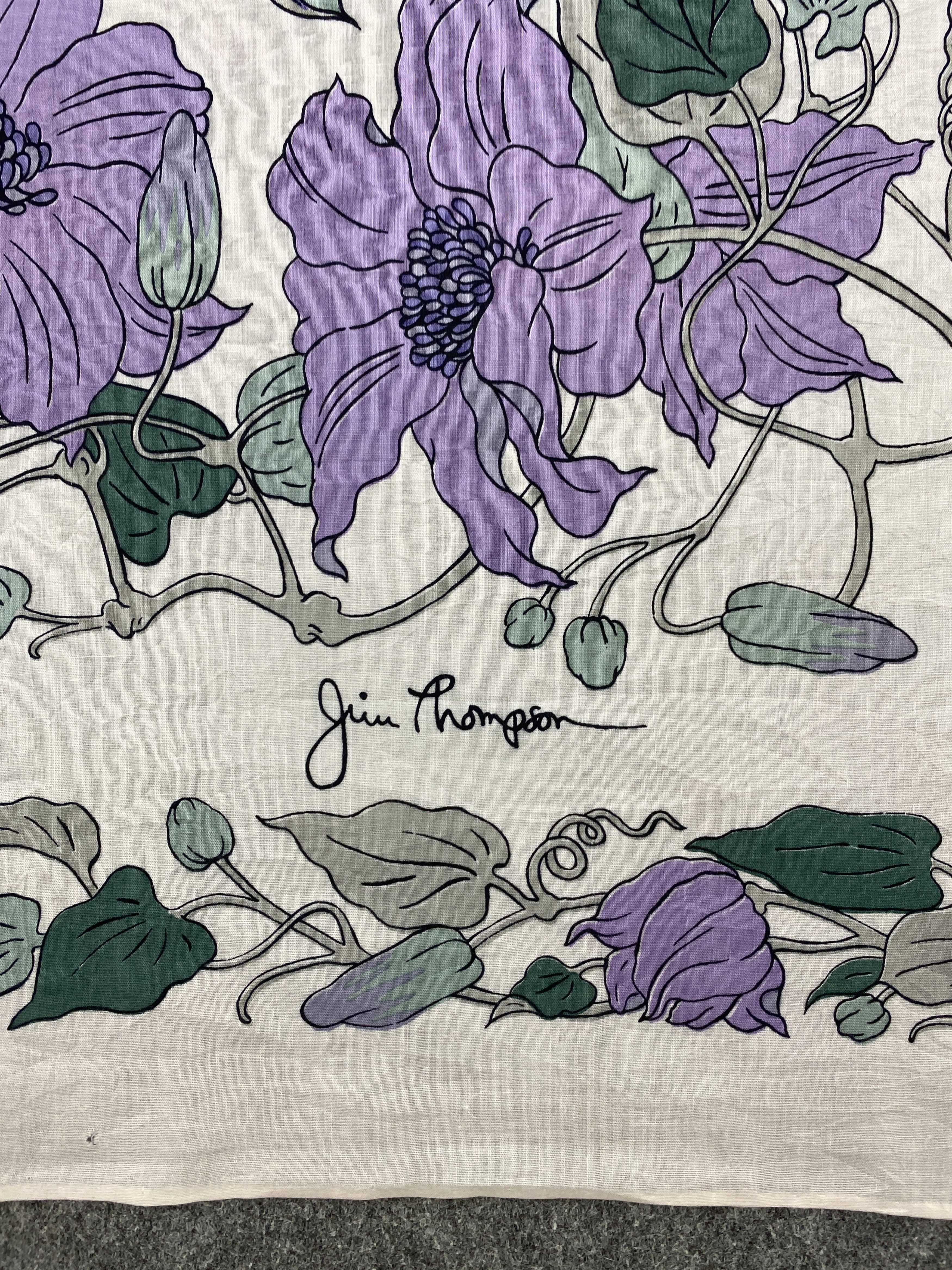 Jim Thompson Vintage Jim Thompson Floral Silk Scarf SN0108 Size ONE SIZE - 5 Thumbnail