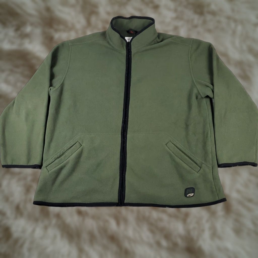 Nike VINTAGE Nike Sweatshirt Mens XL Green Fleece Full Zip Mock Neck Logo Swoosh 90s Sports Mens Size US XL / EU 56 / 4 - 1 Thumbnail
