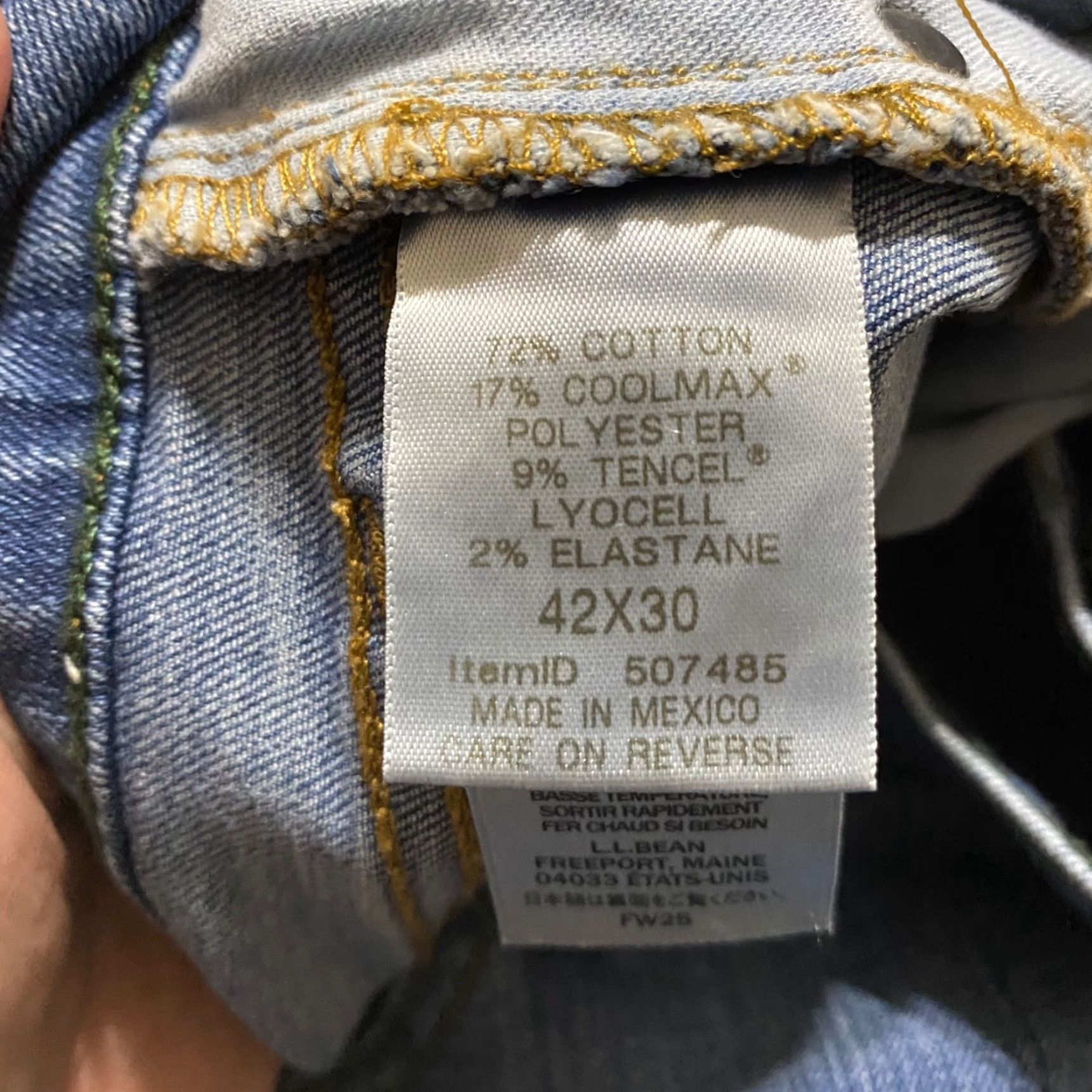 Vintage L.L. Bean Jeans Main Brand Men 42x30 Denim Medium Wash Straight Mid Rise Athletic Regular Beauty? Size US 42 / EU 58 - 4 Thumbnail