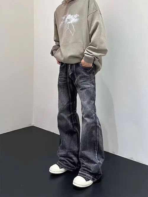 VIBE Vintage street pleated washed and faded micro flare jeans Size US 30 / EU 46 - 3 Thumbnail