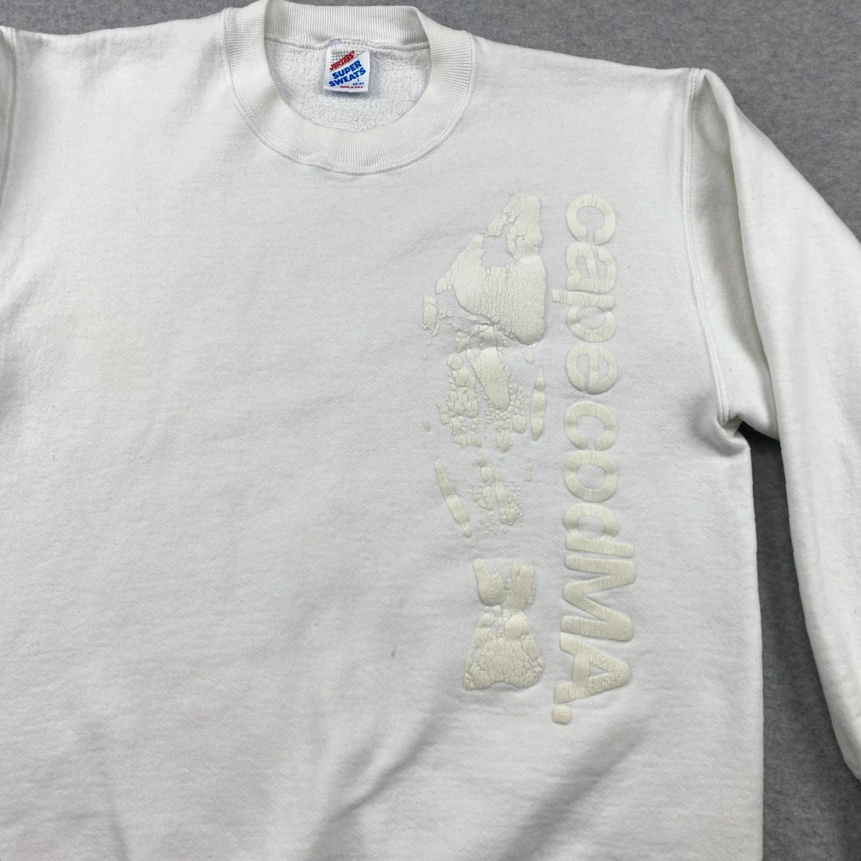 Jerzees VINTAGE Jerzees Cape Cod MA Sweatshirt Mens L White Puff Print Pullover Crewneck USA Size US L / EU 52-54 / 3 - 7 Thumbnail