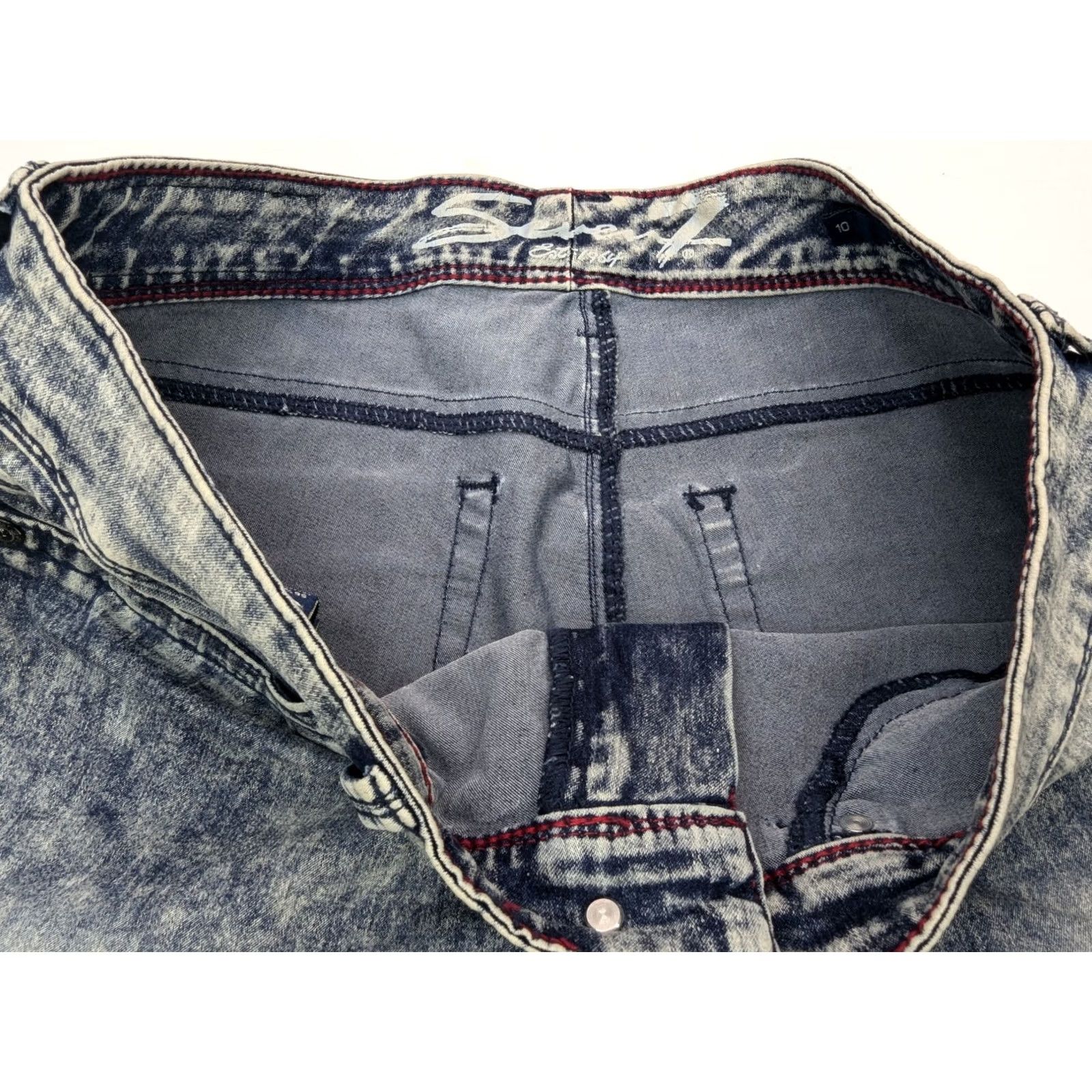 Vintage Seven7 Distressed Legging Jeans Women 10 Skinny 32x28 Light Blue White Denim Pockets Vintage No Size 32" / US 10 / IT 46 - 7 Thumbnail