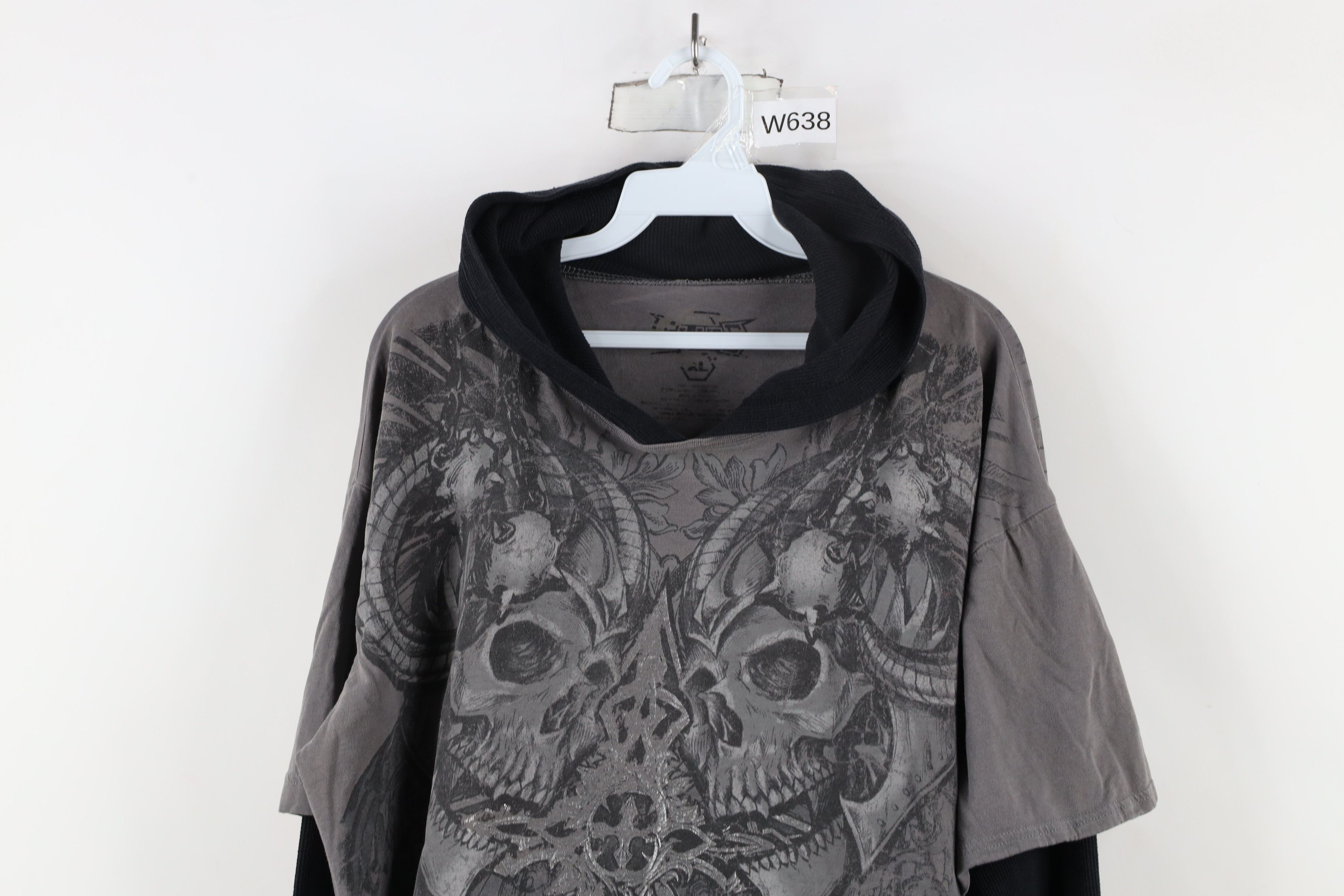 Vintage Vintage Y2K MMA Elite Layered Thermal Knit Hoodie T-Shirt Size US XL / EU 56 / 4 - 2 Thumbnail