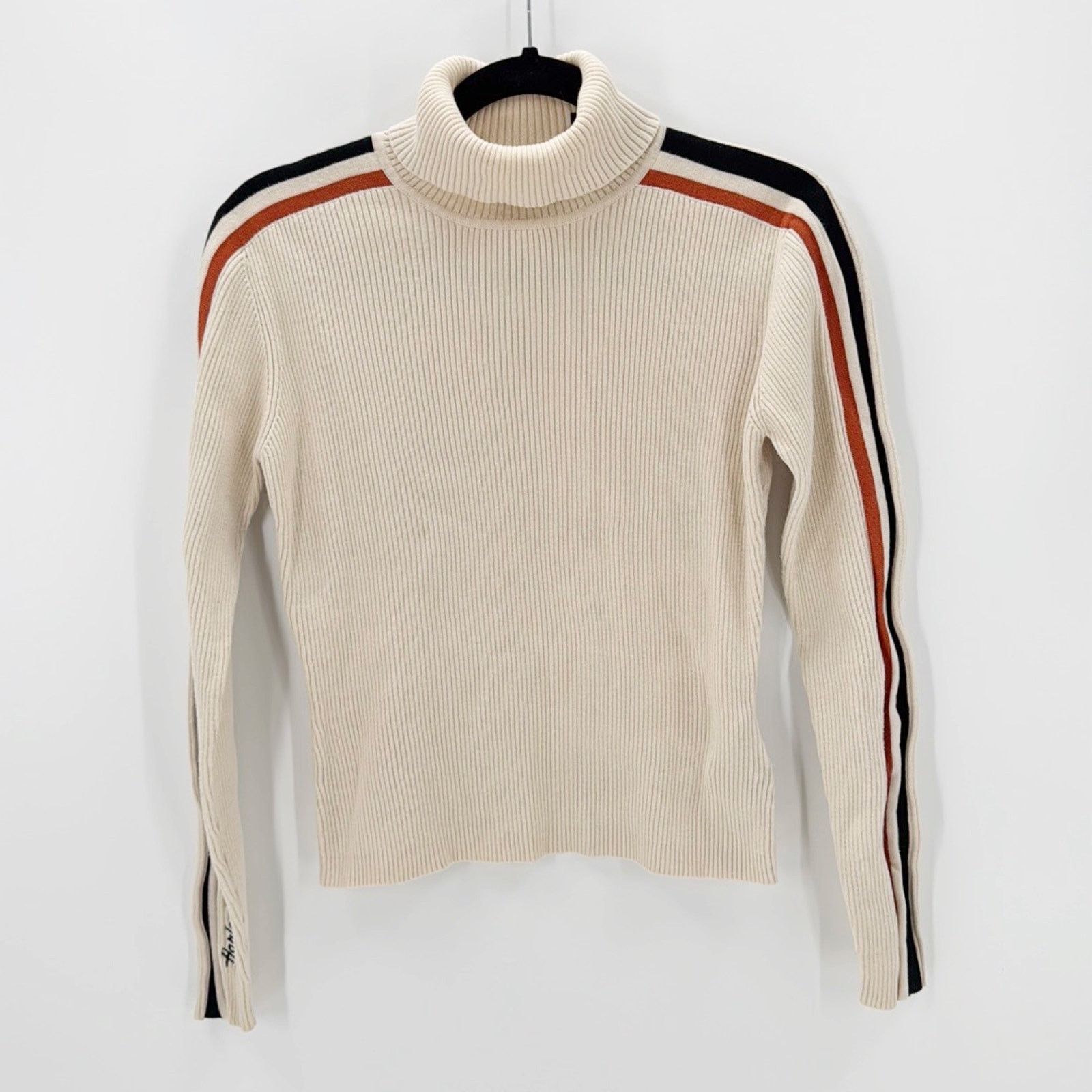 Harley Davidson Harley Davidson Turtleneck Sweater Ivory Striped Arms Y2K Size M / US 6-8 / IT 42-44 - 1 Thumbnail