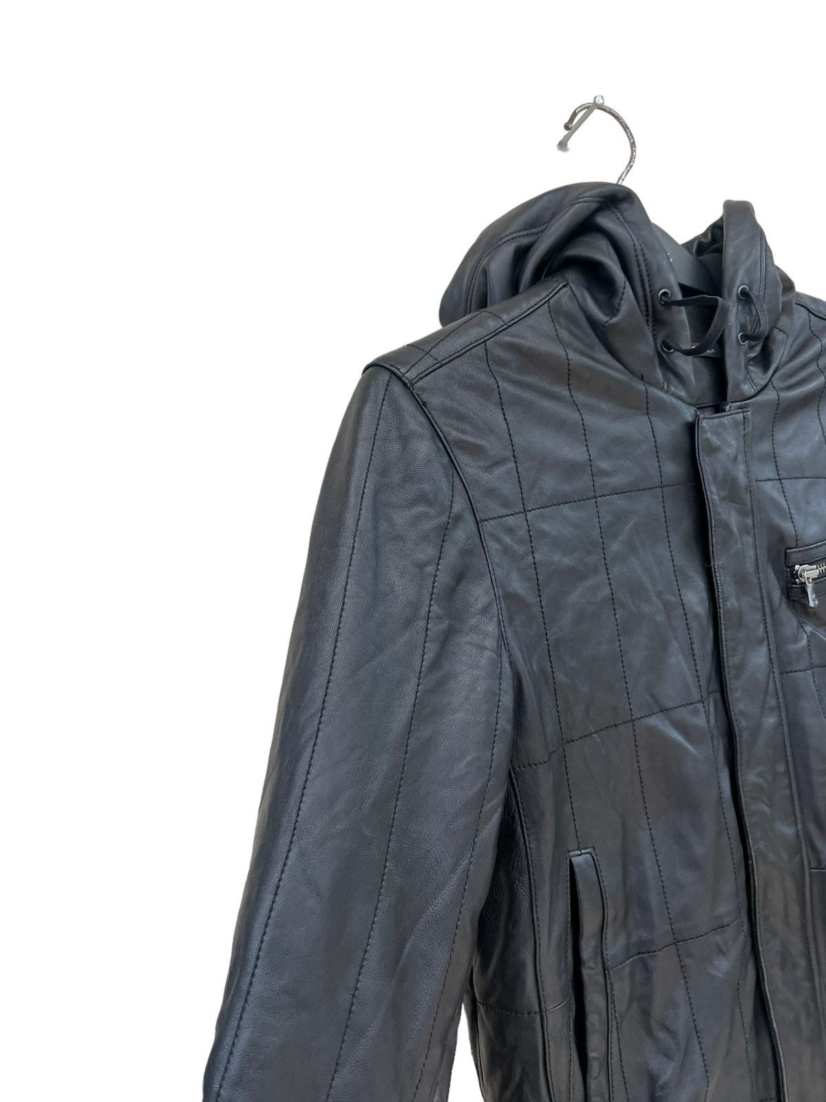 John Varvatos FA/14 John Varvatos Black Sheep Skin Leather Jacket Hoodie Size US S / EU 44-46 / 1 - 8 Thumbnail