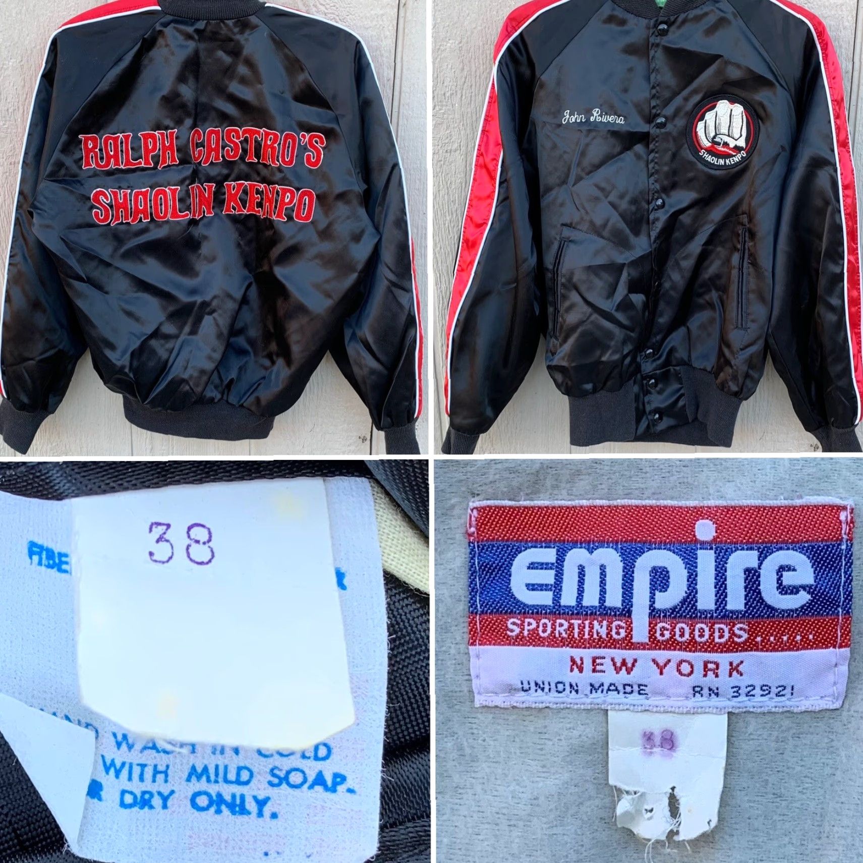 Vintage VINTAGE Ralph Castros Shaolin Kenpo Satin Jacket Union Made Size 38 Men Bomber Jacket Satin Nylon Embroidered 1980s Vintage Empire Sporting Goods NYC Size US XXS / EU 40 - 5 Thumbnail