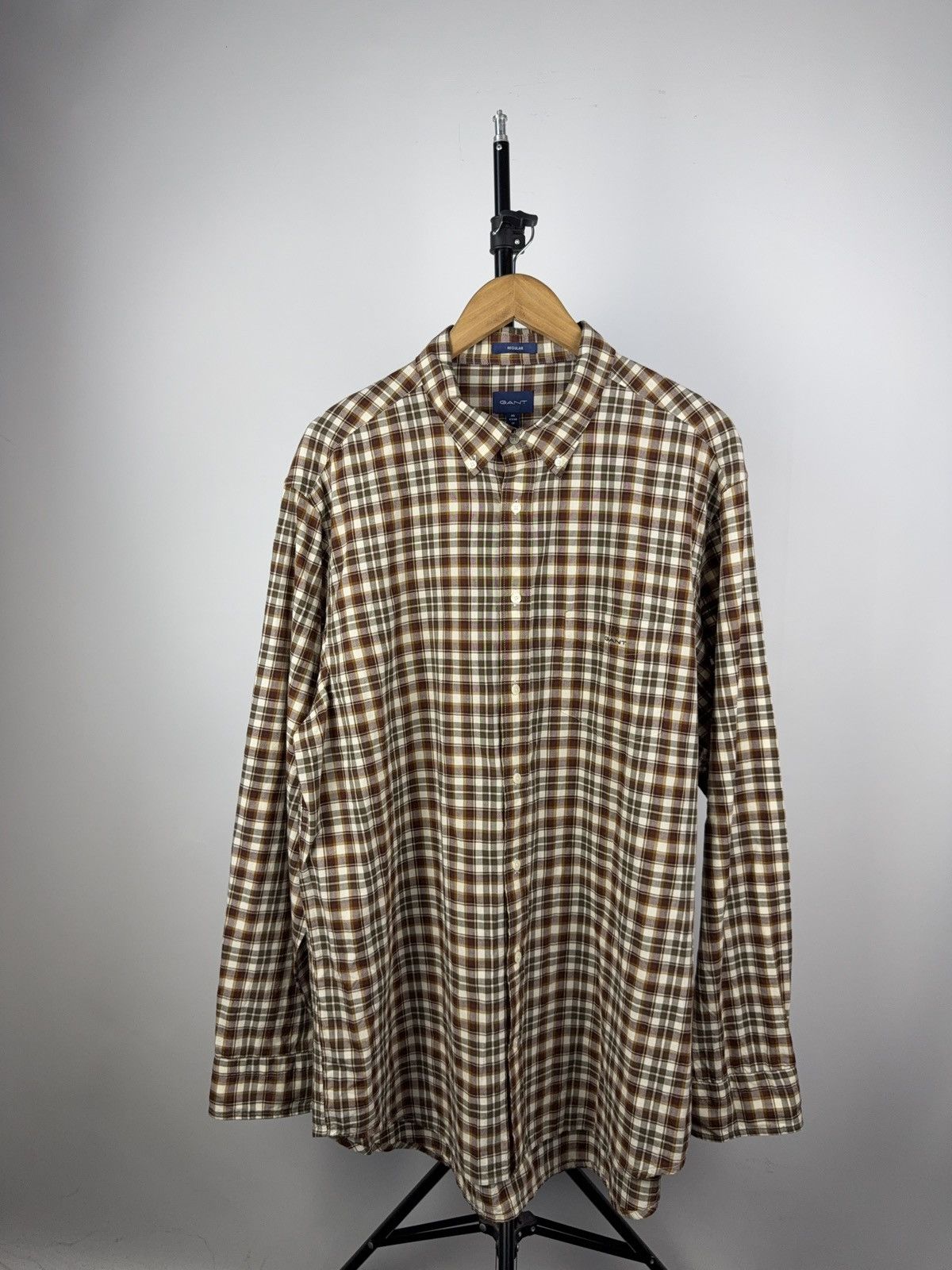 Gant GANT Regular Fit Plaid Shirt 3XL Brown Beige Checkered Size US XXL / EU 58 / 5 - 1 Thumbnail
