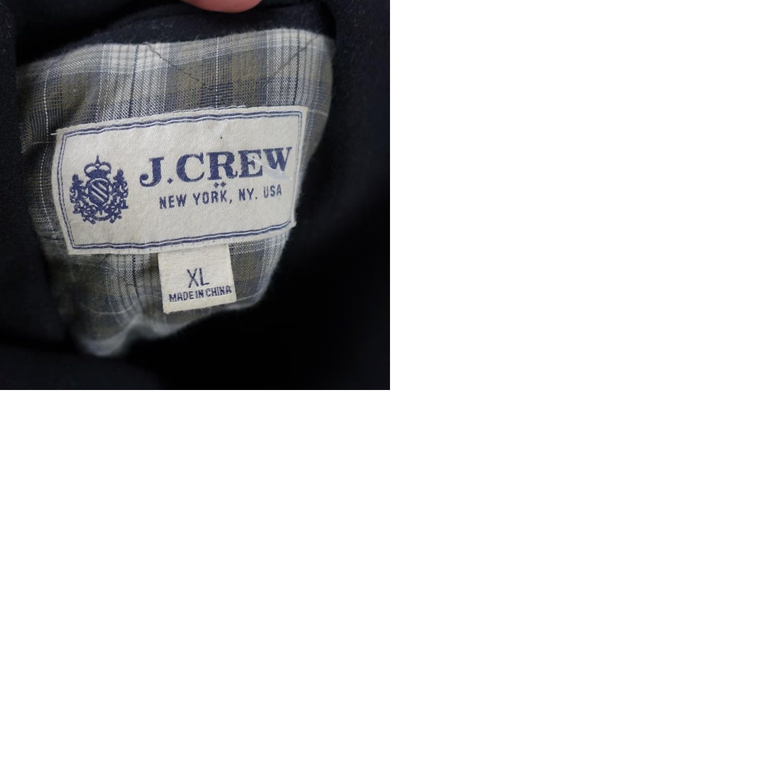 J.Crew J.Crew Coat Mens XL Black Wool Pea Double Breasted Anchor Buttons Plaid Jacket Size US XL / EU 56 / 4 - 12 Thumbnail