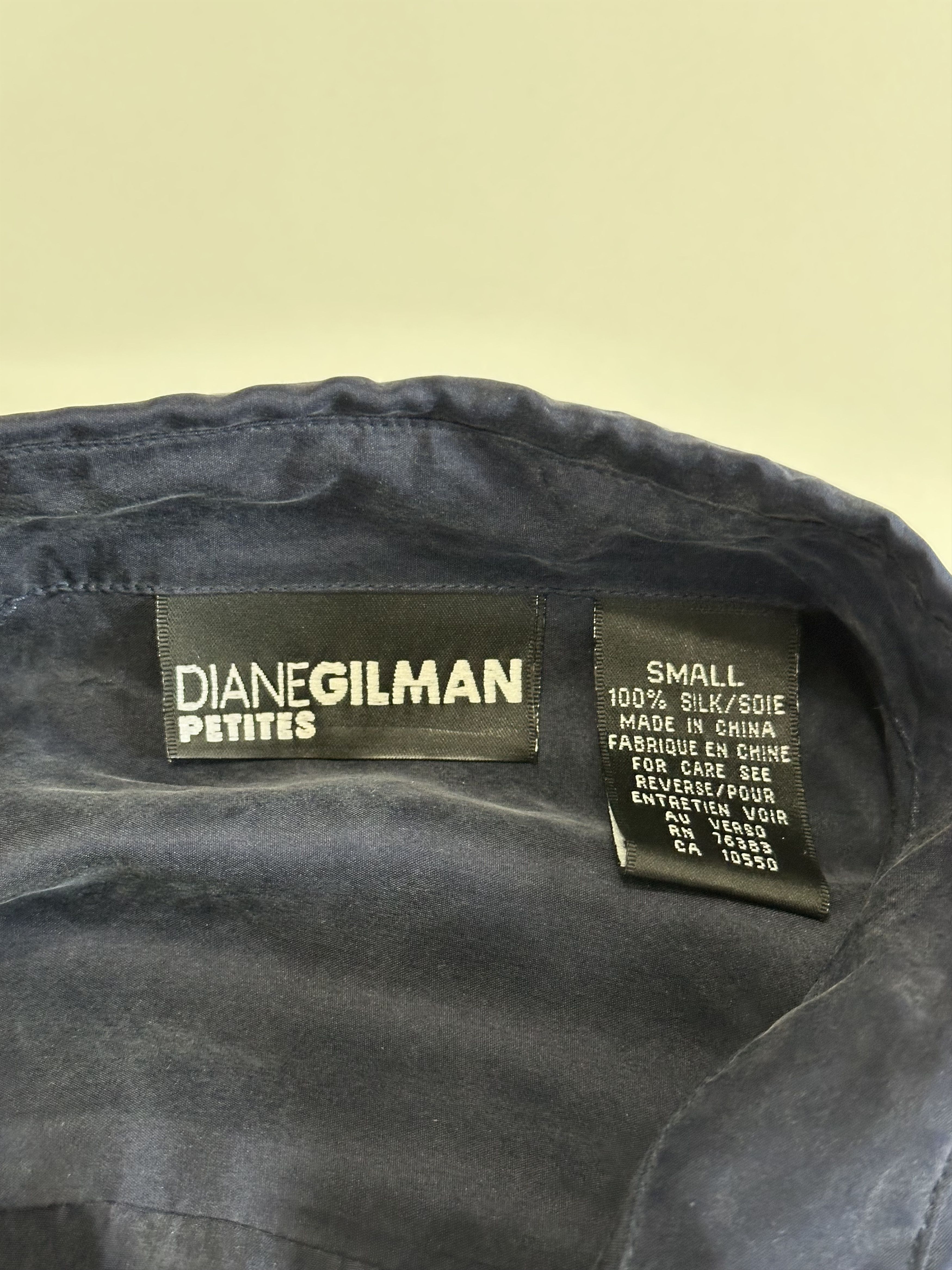 Other Vintage Diane Gilman Small Silk Navy Blue Blouse Shirt Size S / US 4 / IT 40 - 2 Thumbnail