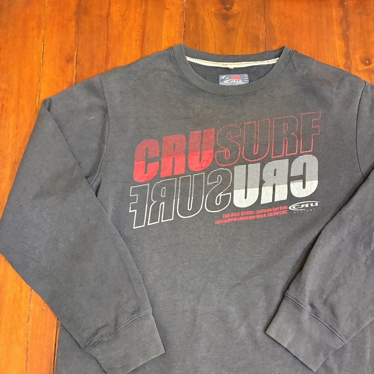 Japanese Brand CRU VINTAGE SKATE WEAR SUNFADED SPELL OUT Size US XL / EU 56 / 4 - 2 Thumbnail