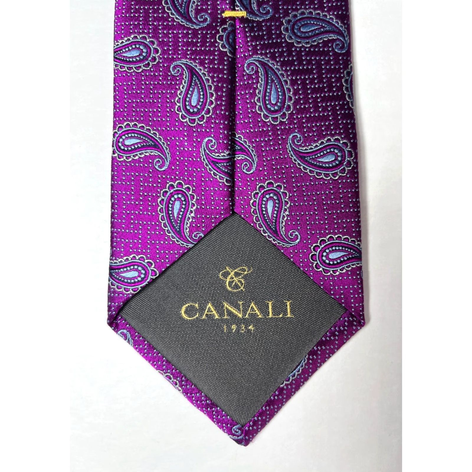 Canali Canali Men's Silk Tie Paisley Pink Made in Italy Size ONE SIZE - 7 Thumbnail