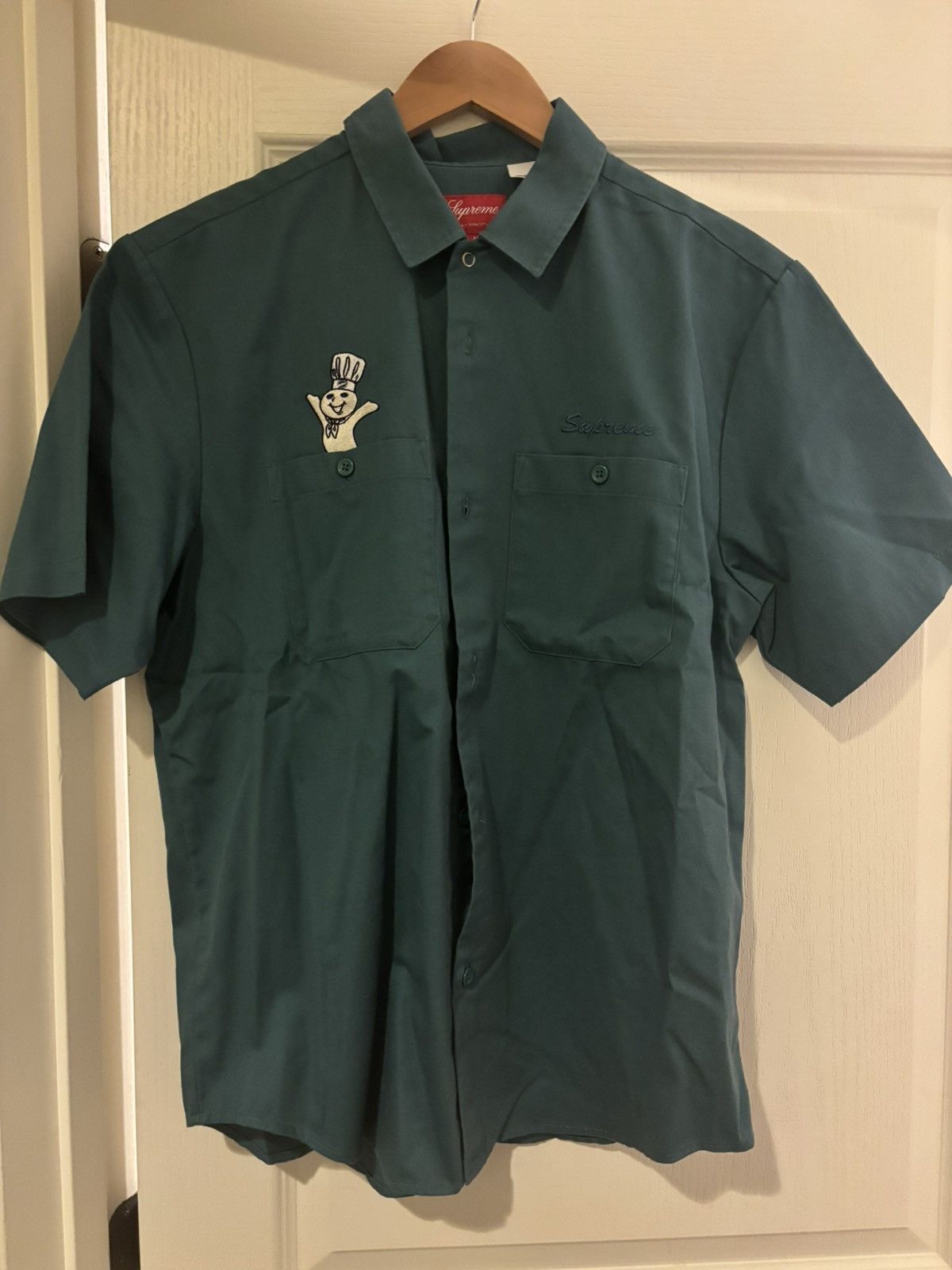Supreme Supreme SS18 Color Blocked Work Shirt Blue And Red | Grailed