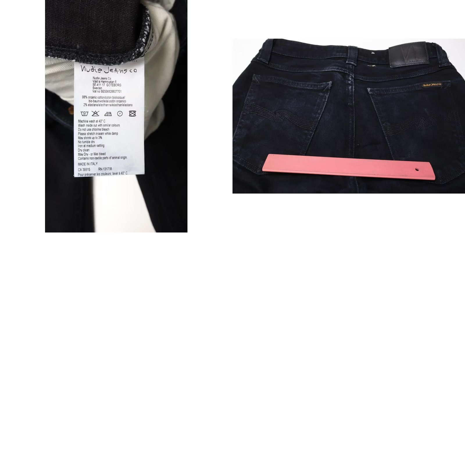 Denime Nudie Skinny Lin Black Black Jeans Men's W29/L32 Dark Blue Denim Zip Fly Size US 29 - 8 Thumbnail