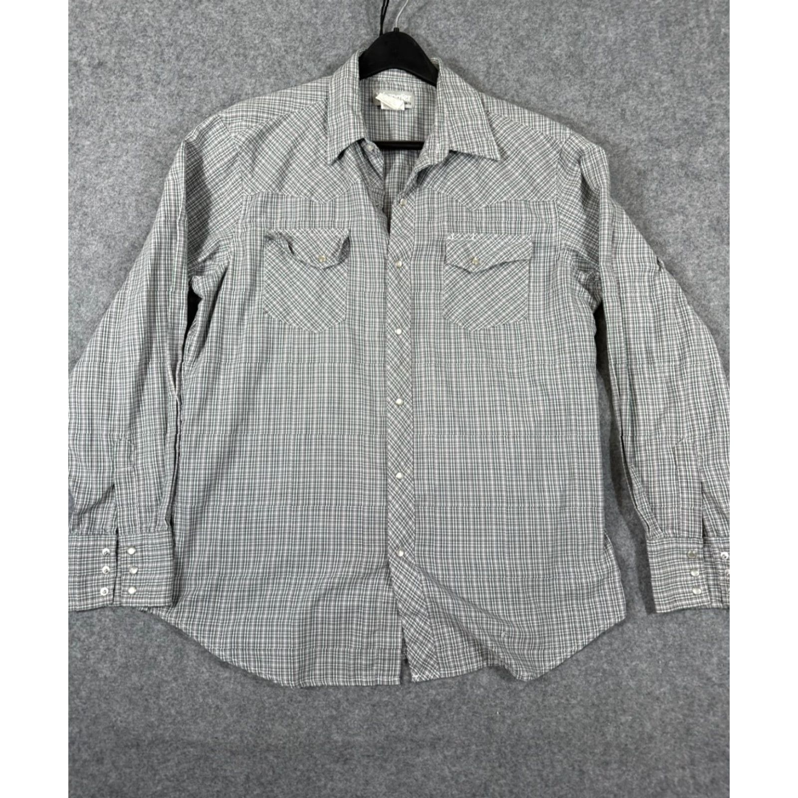 Wrangler Wrangler Wrancher Western Shirt Mens L Green Gray Plaid Pearl Snap Front Cowboy Size US L / EU 52-54 / 3 - 2 Thumbnail