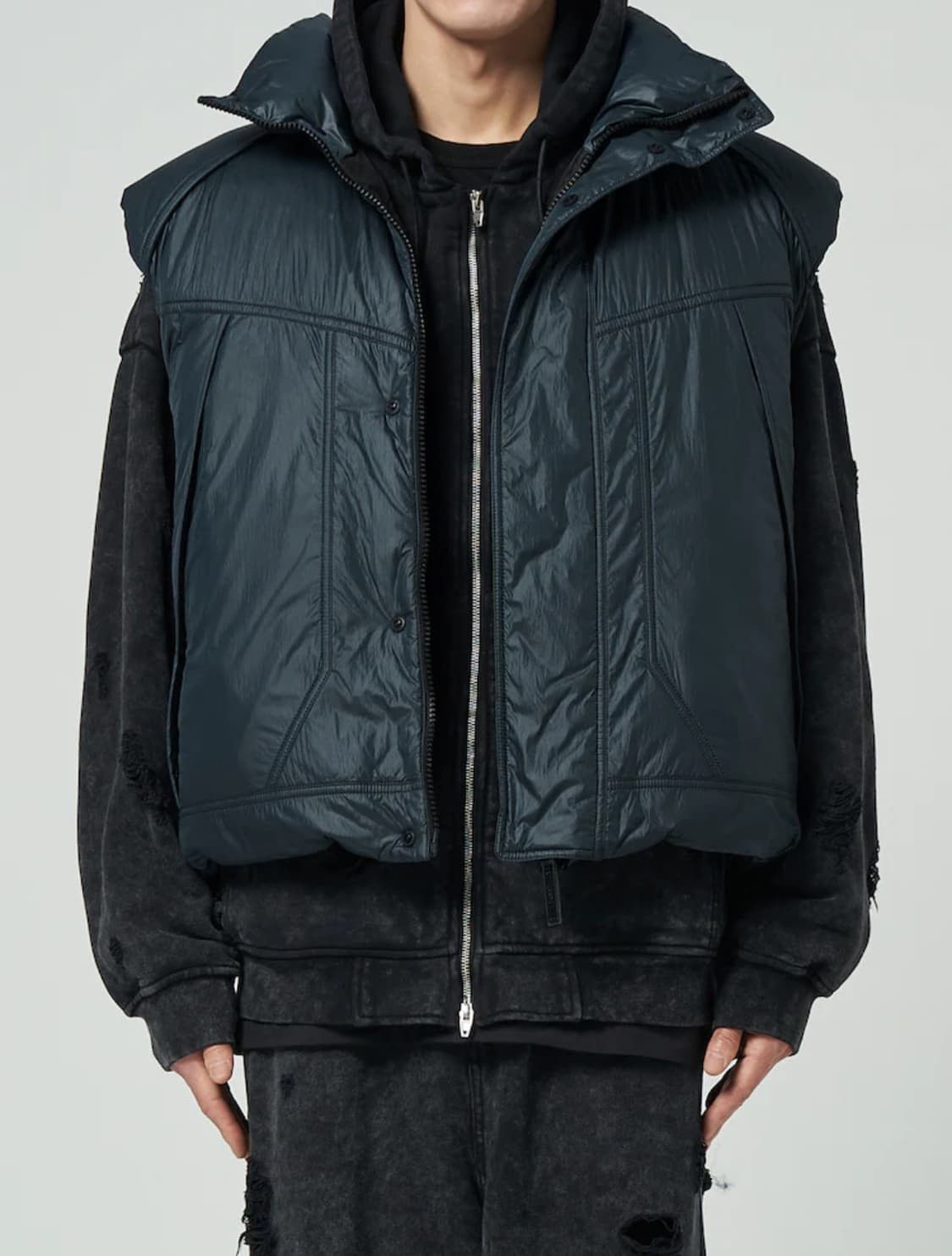 Juun.J Juun.J Technical Padded Hooded Vest Green Nylon Avant Garde Size US M / EU 48-50 / 2 - 2 Thumbnail