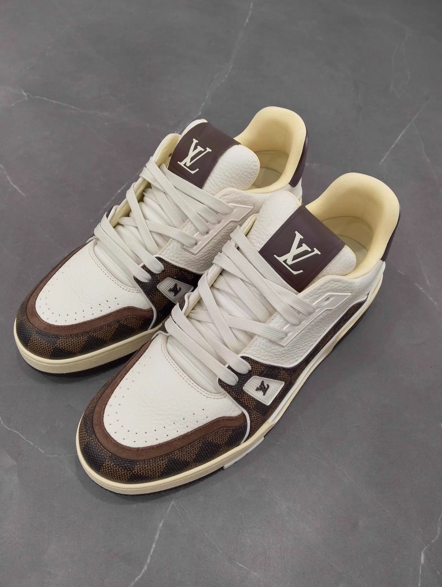 Louis Vuitton LV Trainer Damier White Brown Black 42.5 Size US 9.5 / EU 42-43 - 1 Thumbnail