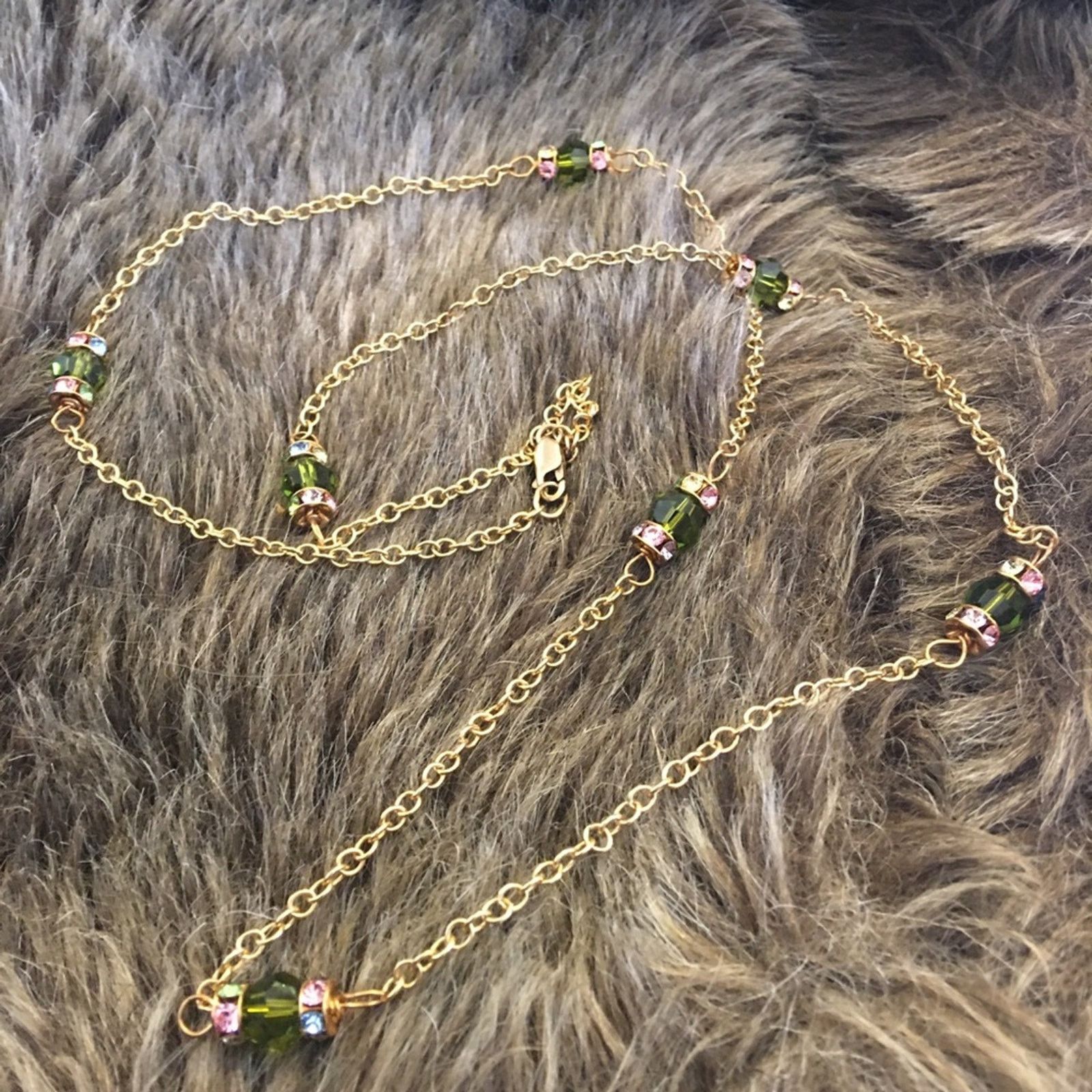 Jewelry 14k gold filled chain glass stone accent necklace Size ONE SIZE - 8 Thumbnail