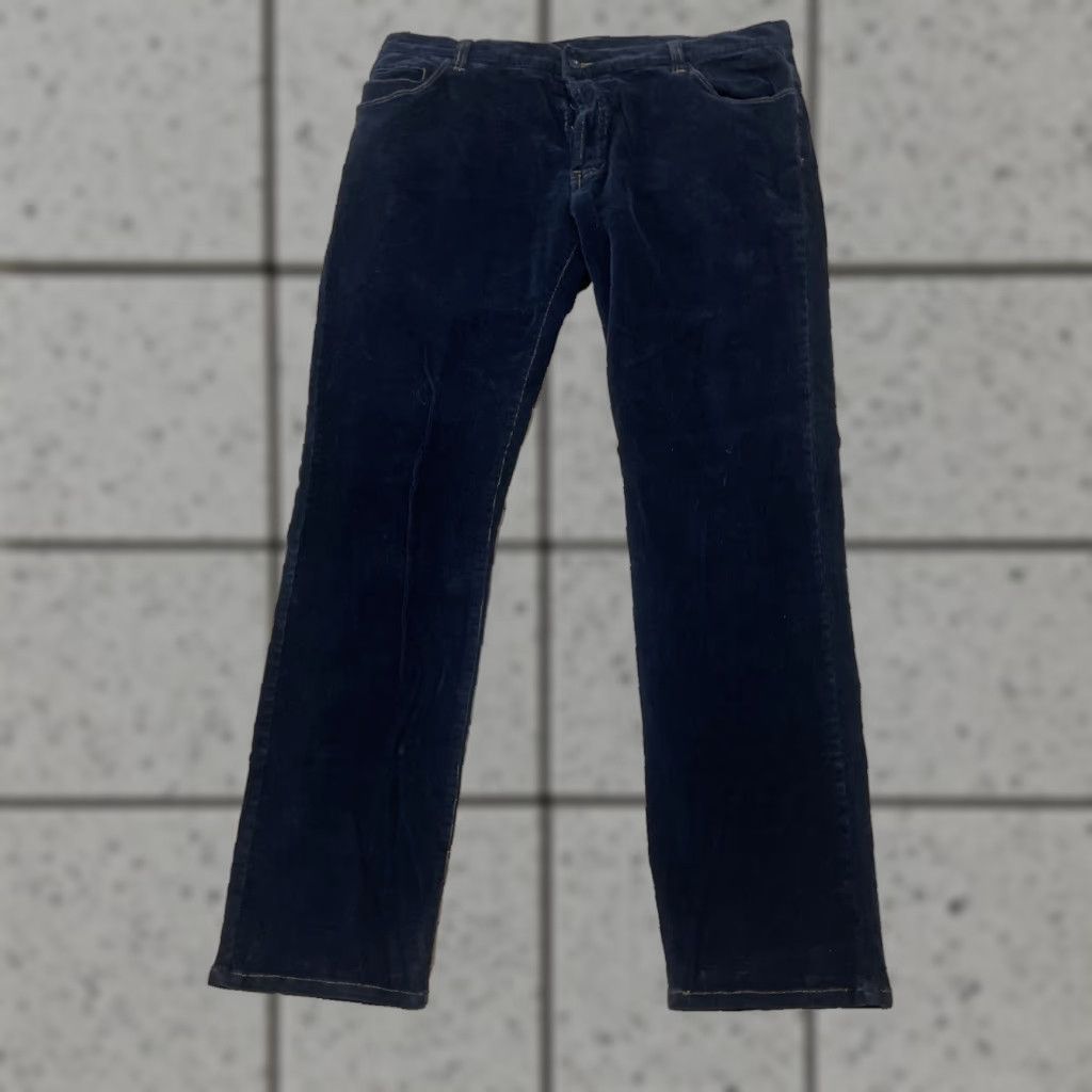 Vintage VINTAGE RANK PANTS Black Corduroy 36x33 Straight Gold Stitch 10" Rise 90s Mens Casual Pants Size US 36 / EU 52 - 1 Thumbnail