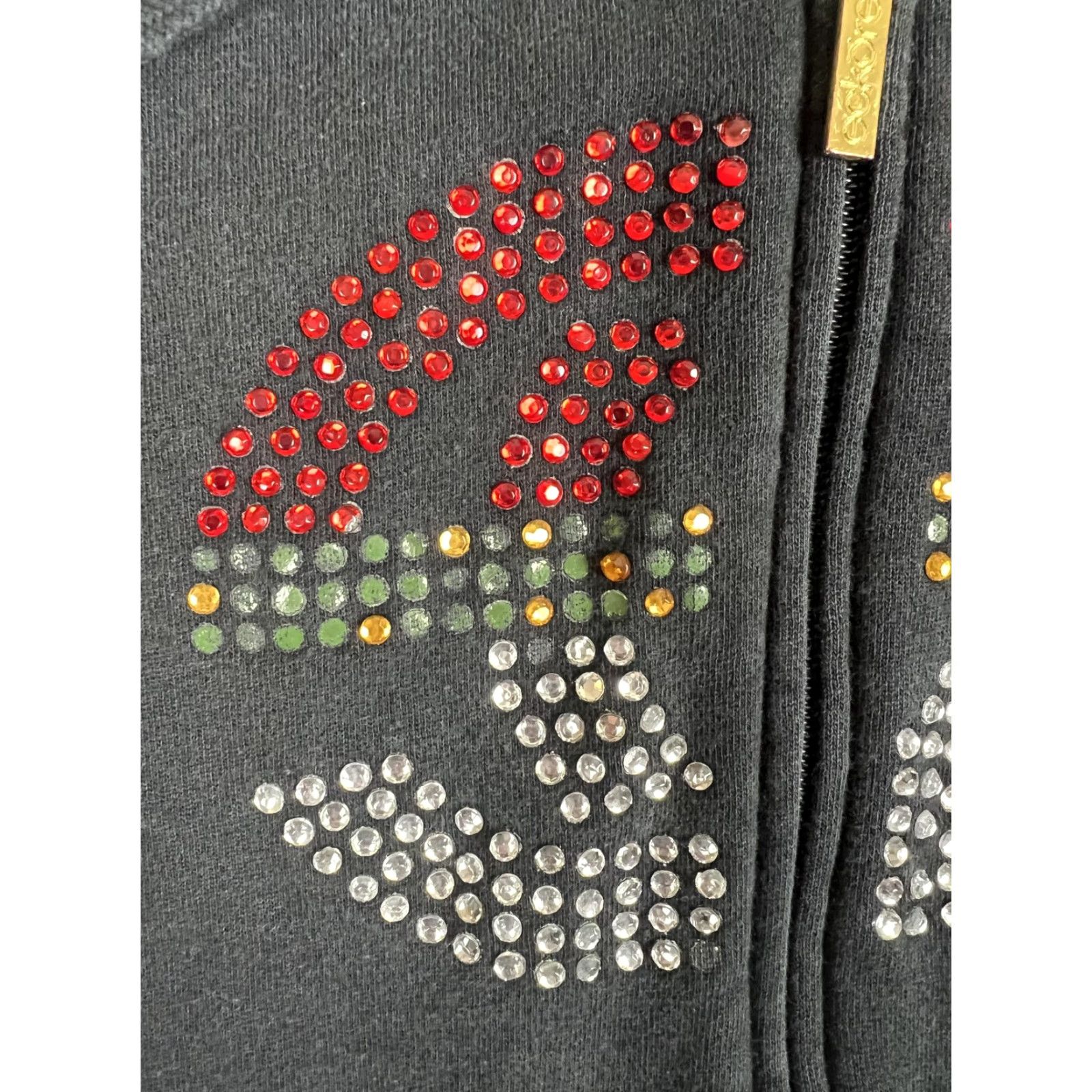 Vintage VINTAGE Ecko Red Hoodie Womens M Black Rhinestone Zip Up Sweatshirt Y2K Size M / US 6-8 / IT 42-44 - 3 Thumbnail