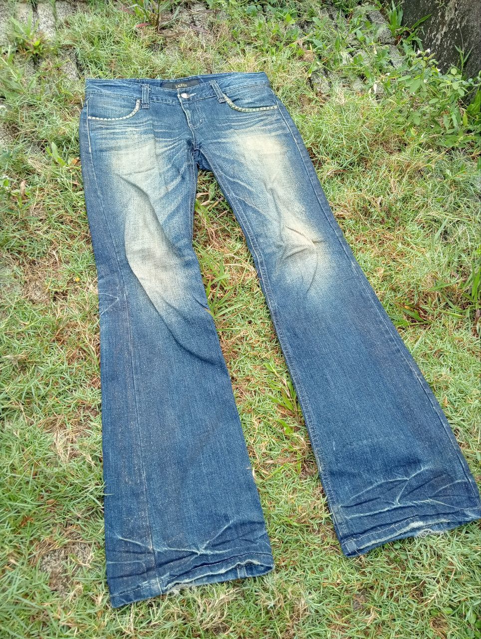 If Six Was Nine Vintage Lagust Flare Studded Distressed Jeans Size US 34 / EU 50 - 9 Thumbnail