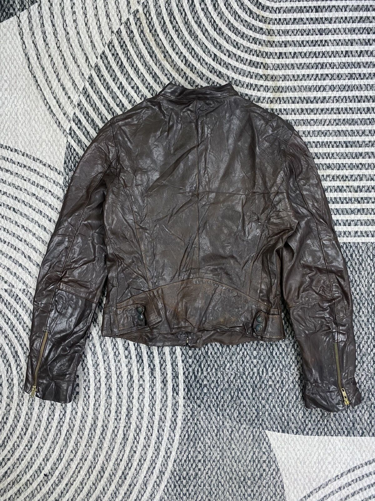 Japanese Brand Vtg Perruzi Italian Distressed Biker Style Leather Jacket Size US S / EU 44-46 / 1 - 2 Thumbnail