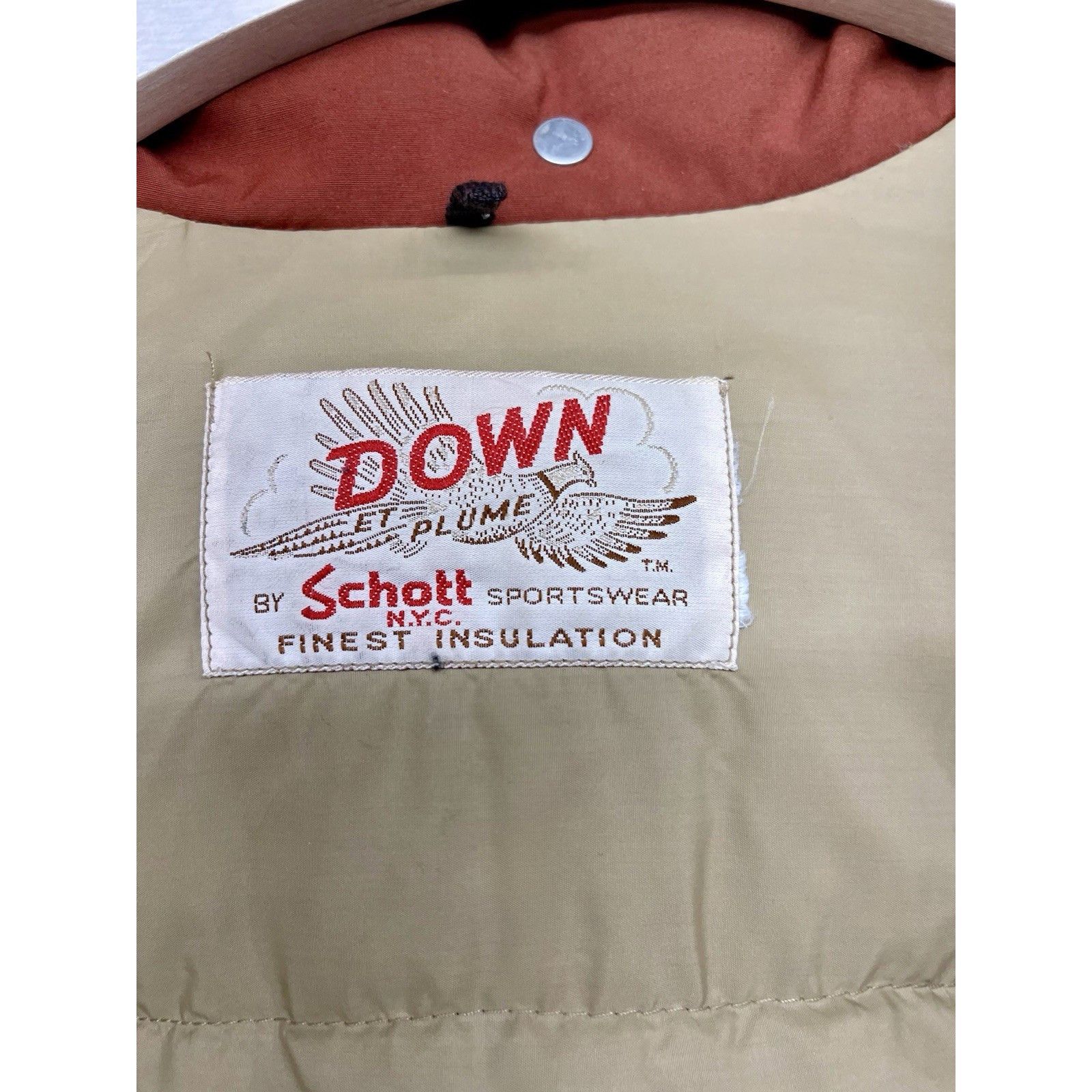 Schott Vtg 70s Schott NYC Burnt Orange Down Et Plume Puffer Jacket Size US XL / EU 56 / 4 - 9 Thumbnail