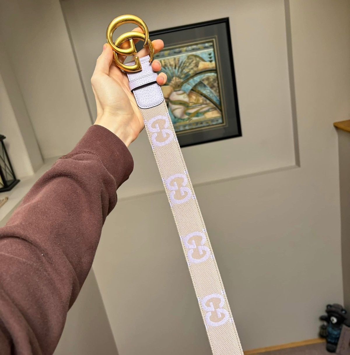 Gucci Gucci Marmont Gold/Purple/Beige Belt Size 38 - 2 Thumbnail