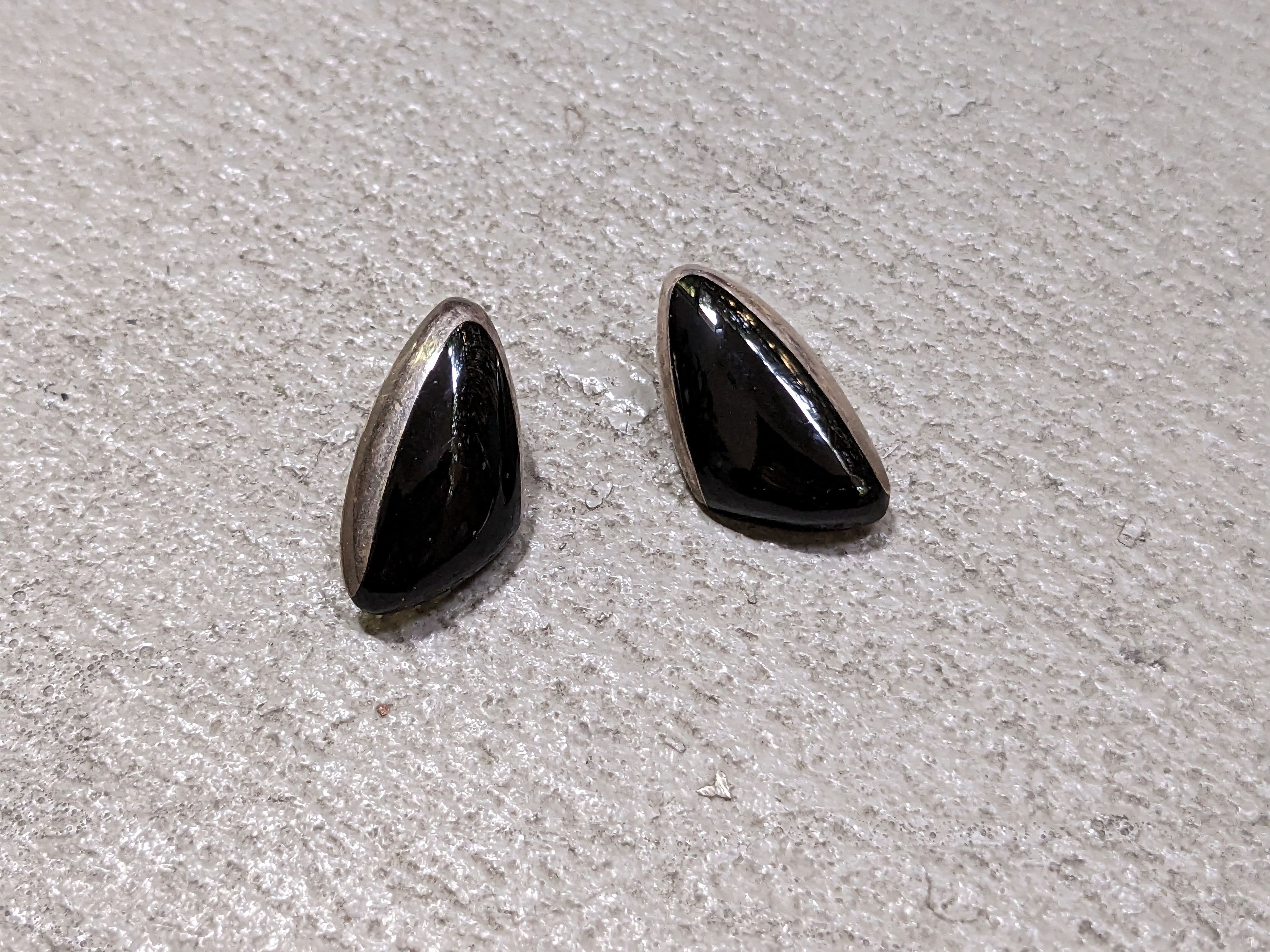 Jewelry Vintage Sterling Silver Earrings Mid Century Modern Triangle Size ONE SIZE - 1 Thumbnail