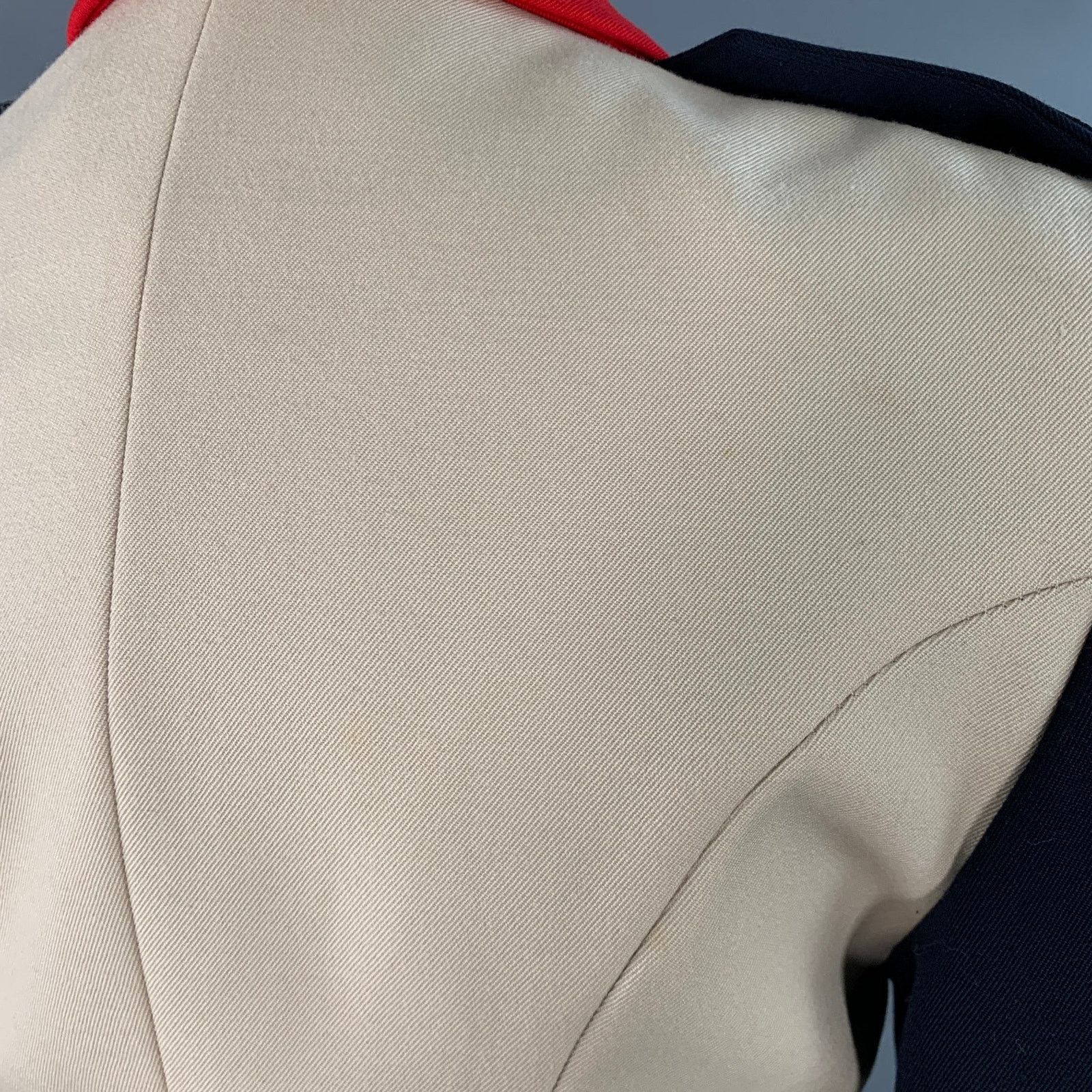 Emporio Armani Size 2 Navy Cream Red Wool Twill Color Block Epaulets Jacket Size XS / US 0-2 / IT 36-38 - 5 Thumbnail