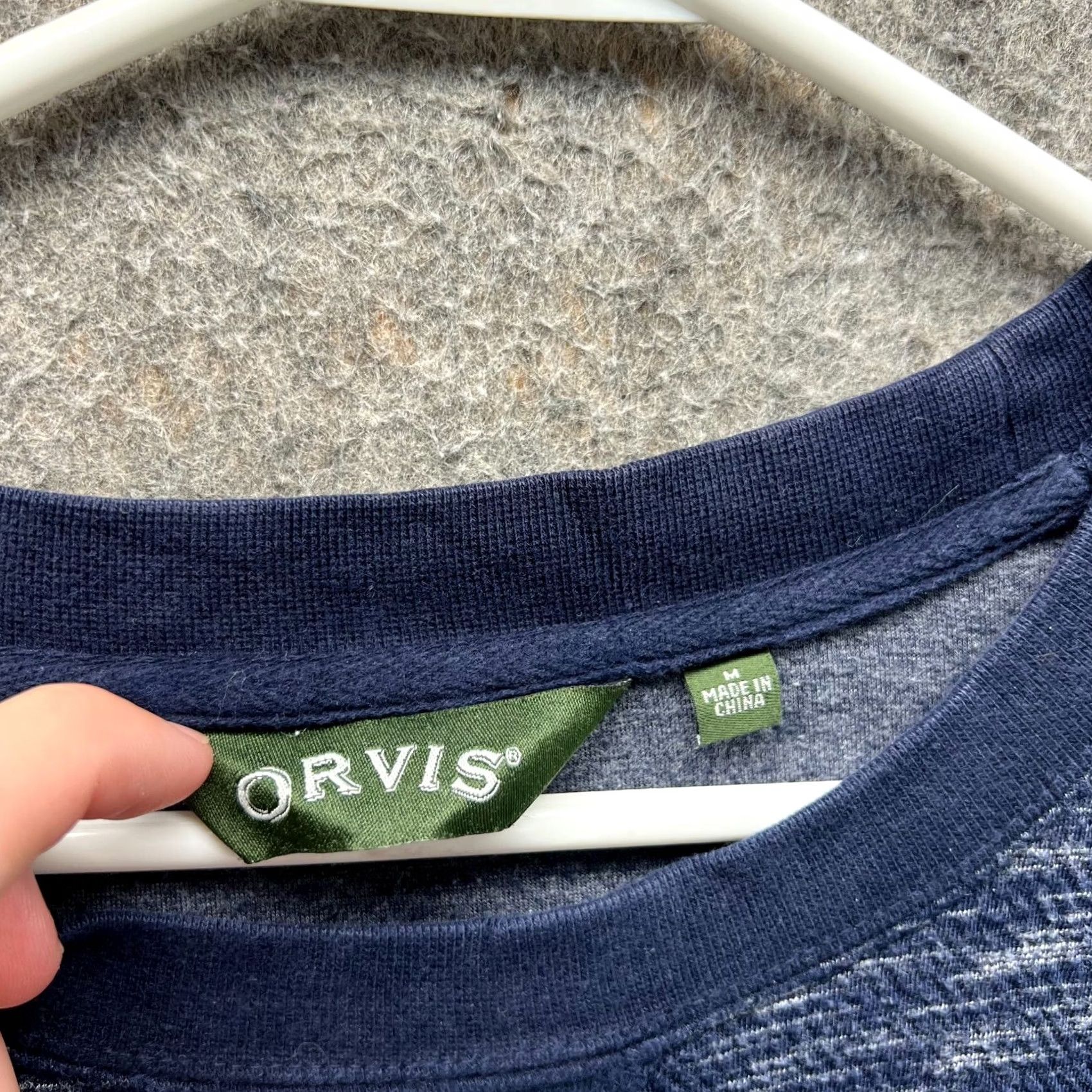 Orvis Orvis Sweater Mens Medium Blue Navy Fleece Crewneck Pullover Cotton Button Logo Pattern Solid Shirt Jacket? Size US M / EU 48-50 / 2 - 4 Thumbnail